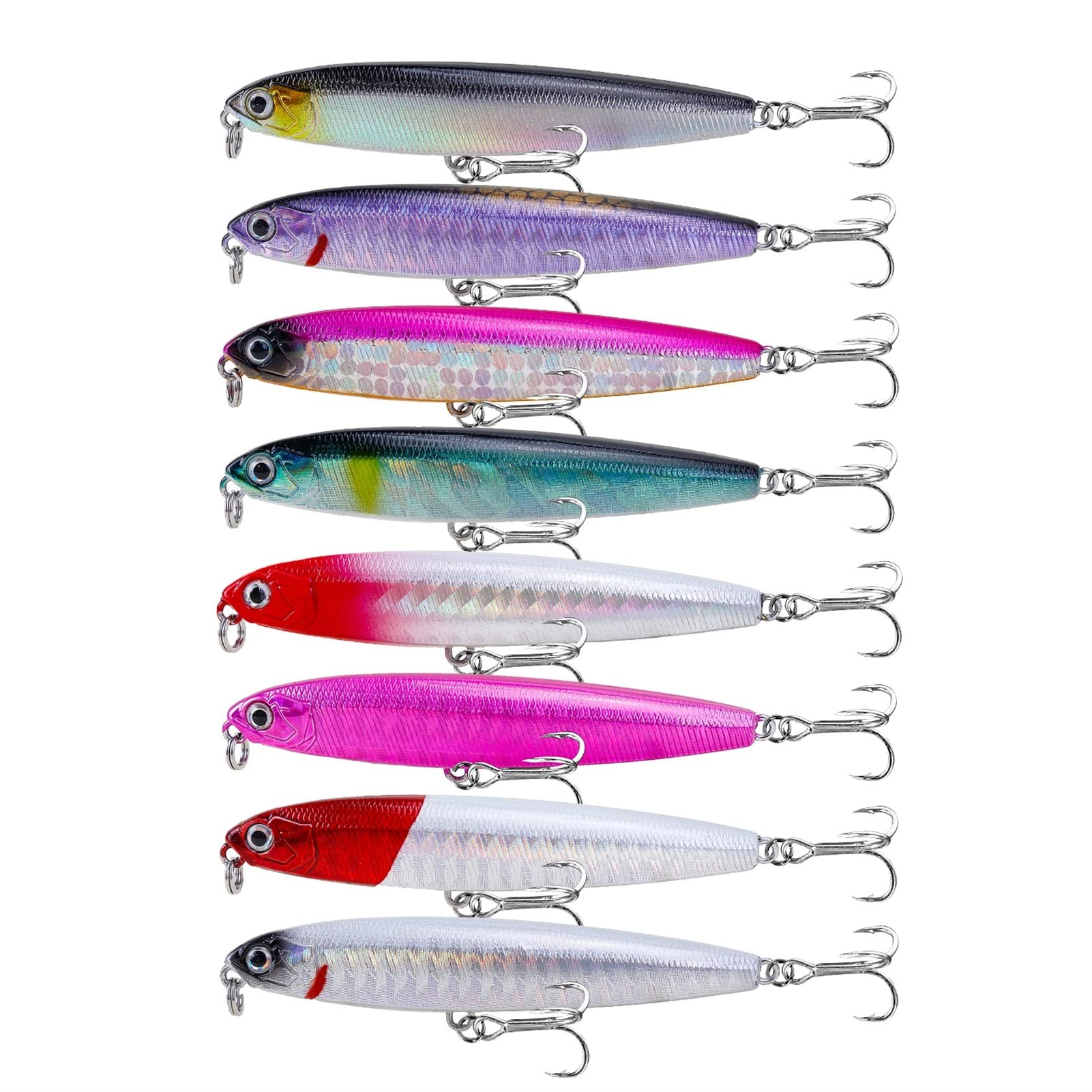 10 sztuk 8cm 12/18g Przynęta na okonia z haczykami Trident Tonące Woblery Sztuczna Przynęta Realistyczna twarda przynęta Minnow Jigging Pesca Sprzęt wędkarski