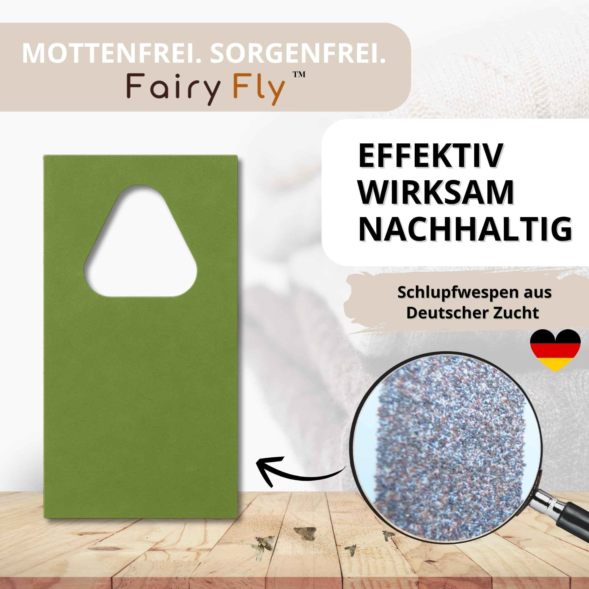 Schlupfwespen gegen Kleidermotten – 100 % Natürliche Schädlingsbekämpfung ohne Chemie | Nützlinge Gegen Motten & Larven im Kleiderschrank (12 Karte x 4 Lieferungen)