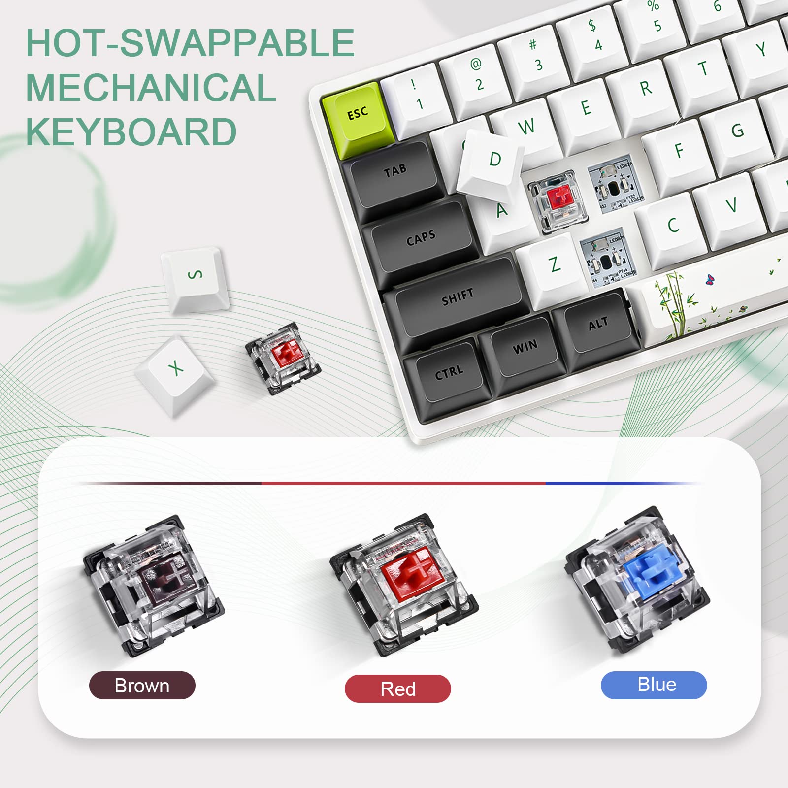 Amazon | Uuoeebb SK61 61キー メカニカルゲームキーボード 60%ホット