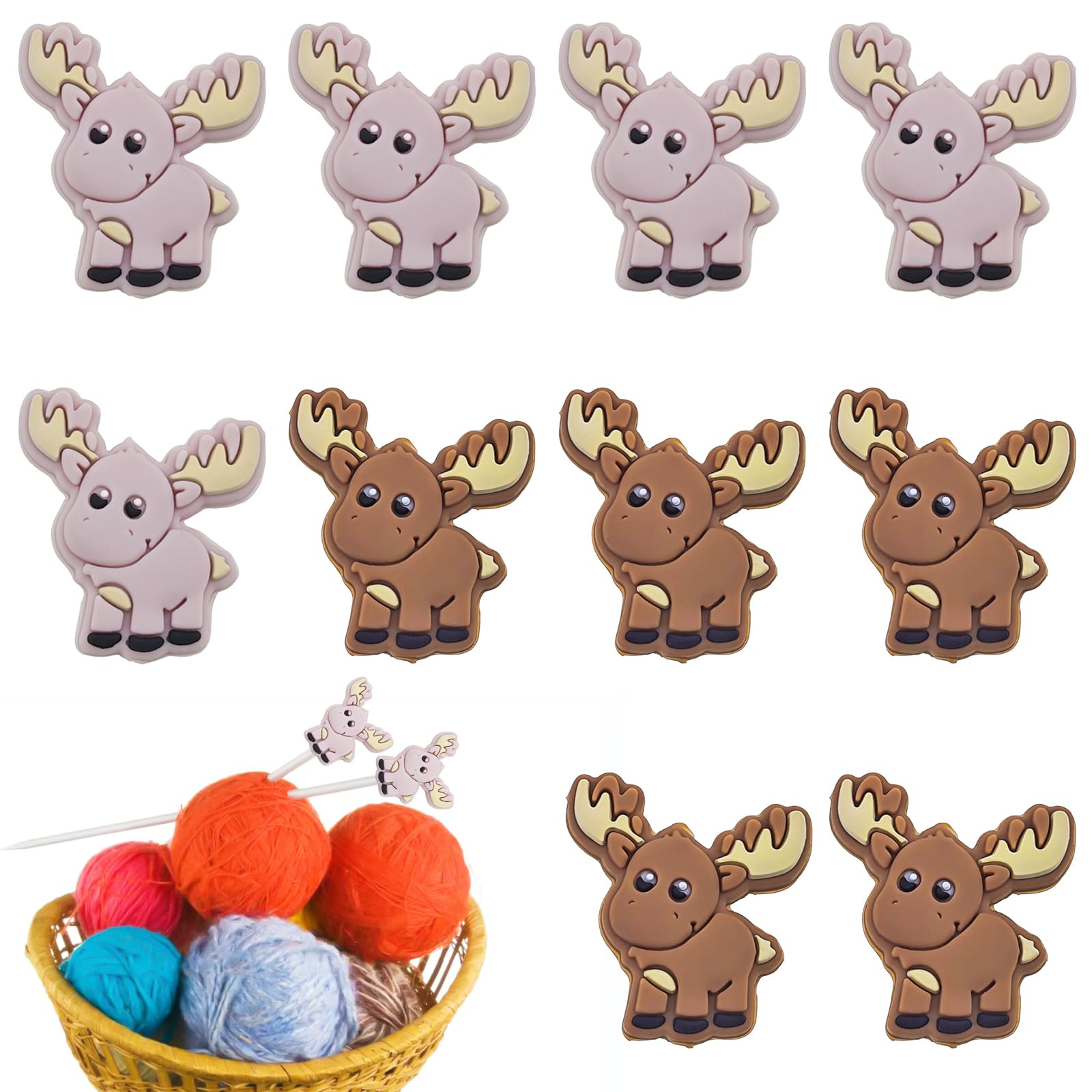 10 Pack Colorful Deer Knitting Needle Stoppers Knitting Needles Point Protectors Silicone Needle Point Protectors Knitting Accessories and Supplies Knitting Tools