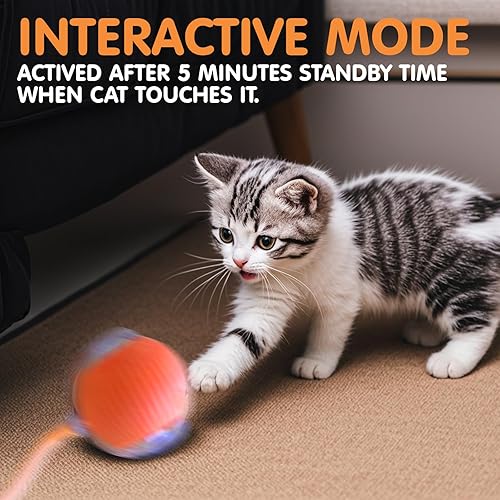 Miniatura 6 de Rocfish Juguetes interactivos duraderos para gatos de interior, juguete automático inteligente de persecución de gatos, juguete mejorado para gatos