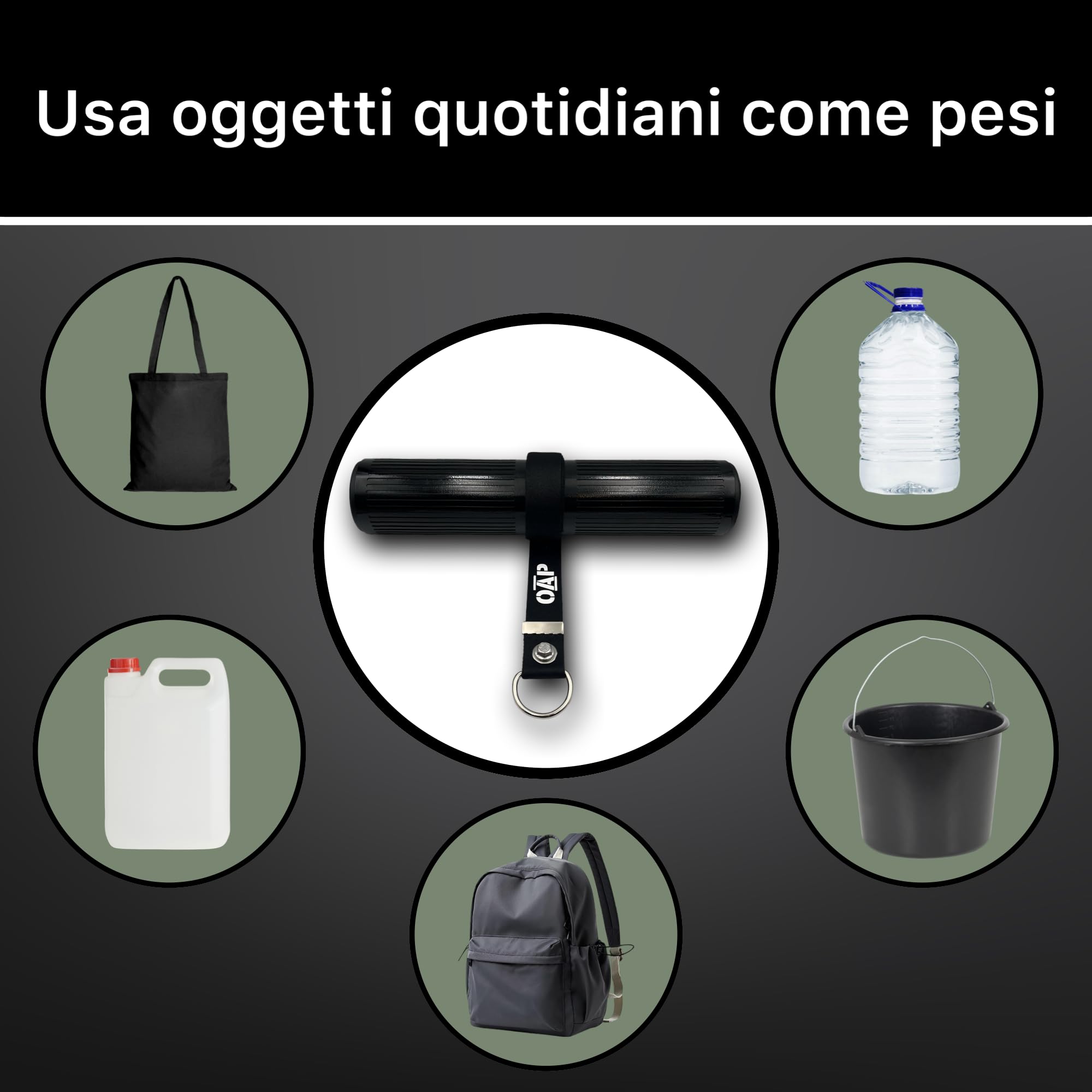 OAP Premium ⌀60 mm Fat Grip Wrist Roller – Rullo presa spessa per forza avambraccio, mano, 100% Made in Germany, compatibile con pin carico e pesi liberi – Ideale per palestra, home gym, allenamento