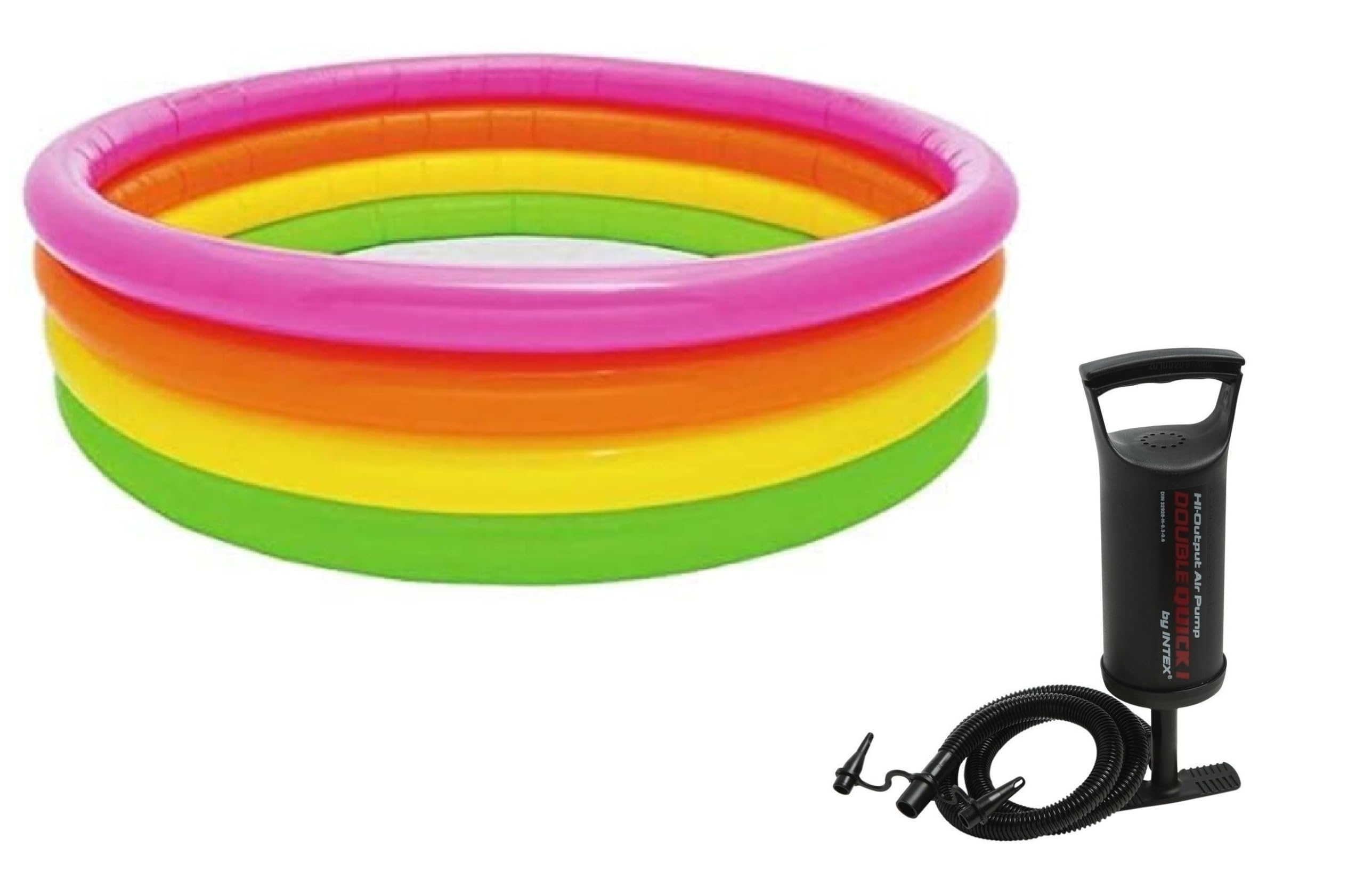 6ft round inflatable swimming pool for kids with air pump | sunset glow paddling pool | portable baby bath tub | 780l family splash pool | indoor outdoor backyard garden summer water play | 3-8 years