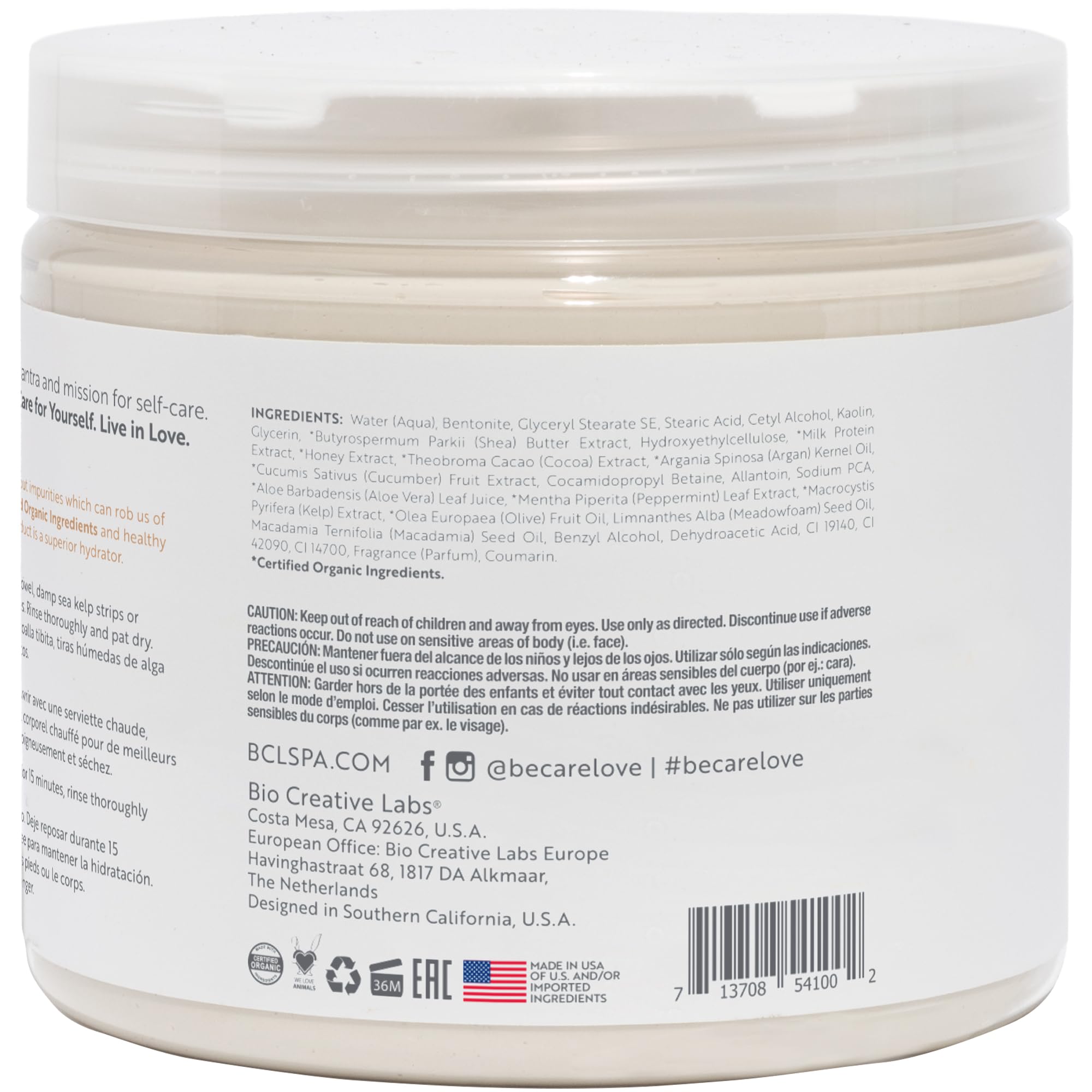 BCL SPA organic Milk and Honey with White Chocolate for hands mask, foot mask, and body mask skin care, self care spa treament for women at home , 16 oz