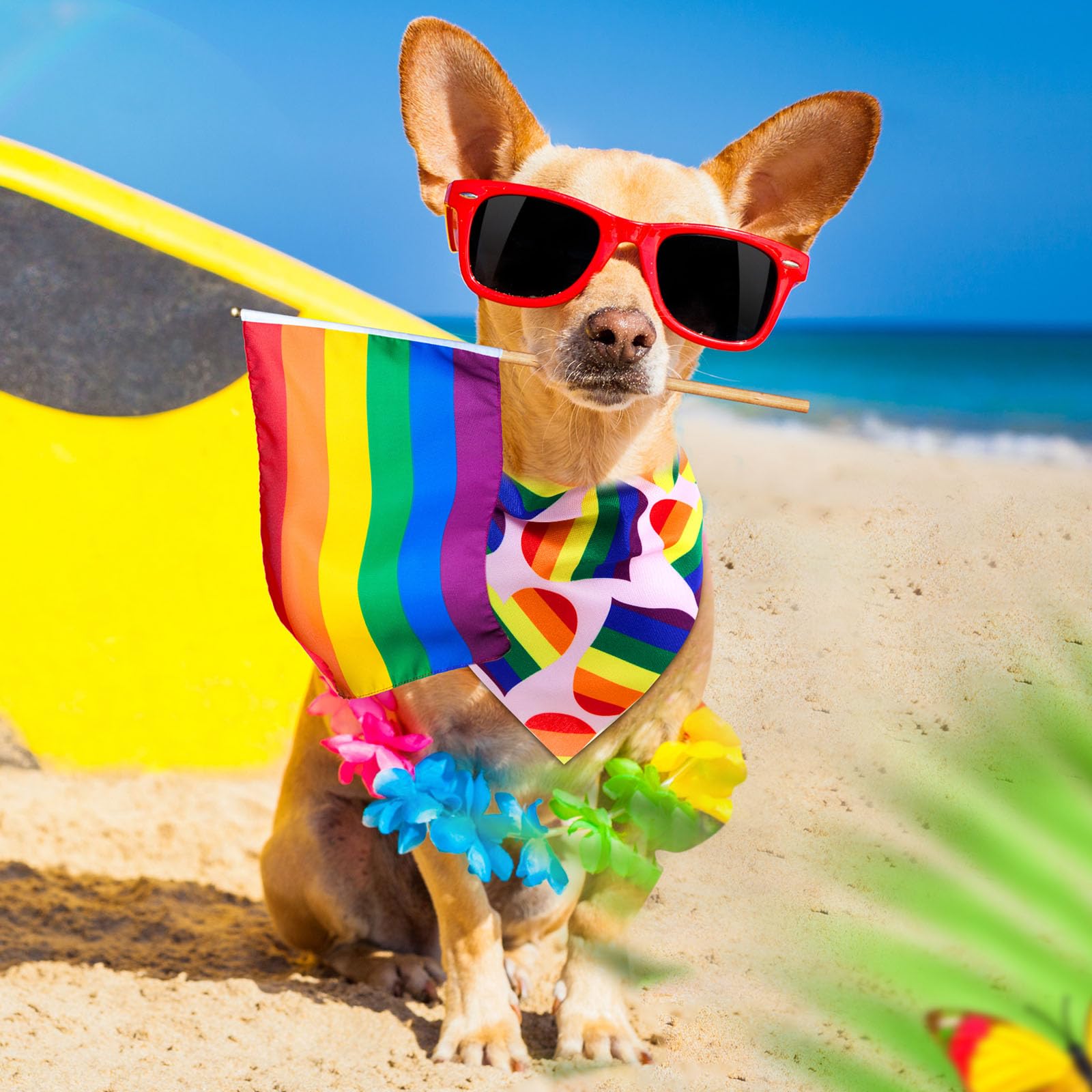 Chicingyou 48 bandanas de orgullo para perros LGBT, bufandas para mascotas con color arcoíris, rayas arcoíris, bandana para perros y gatos, bufanda triangular para vacaciones de verano, accesorios de