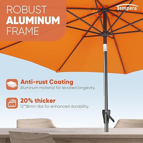 Miniatura 105 de Tempera Patio Market Outdoor Table Umbrella with Push Button Tilt and Crank,Large Sun Umbrella with Sturdy Pole&Fade resistant canopy,Easy to set