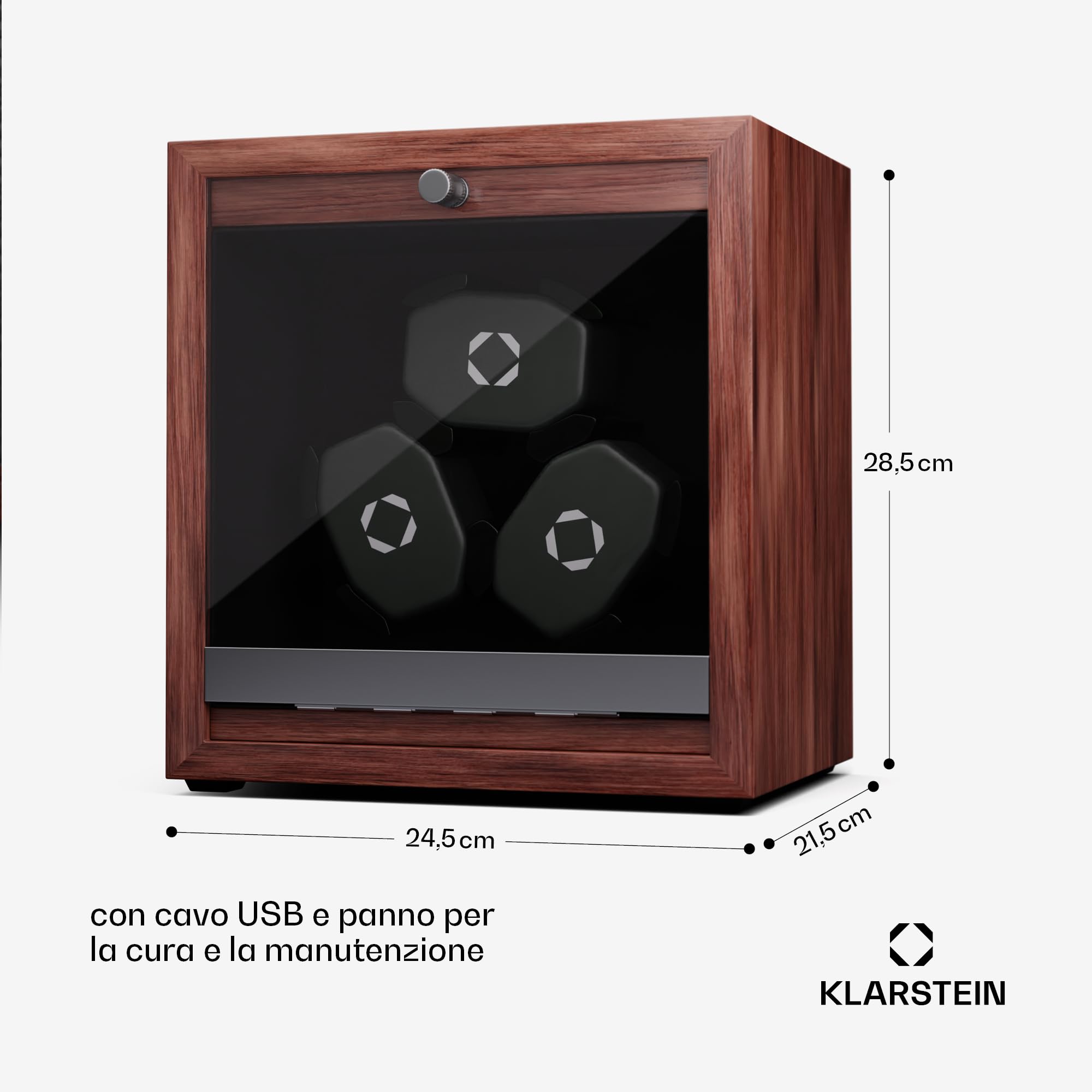 Klarstein Carica orologi automatica, carica orologi automatica, carica orologi automatica, carica orologi con porta in acrilico, caricaorologi automatico, LED blu, orologio Winder con 4 impostazioni
