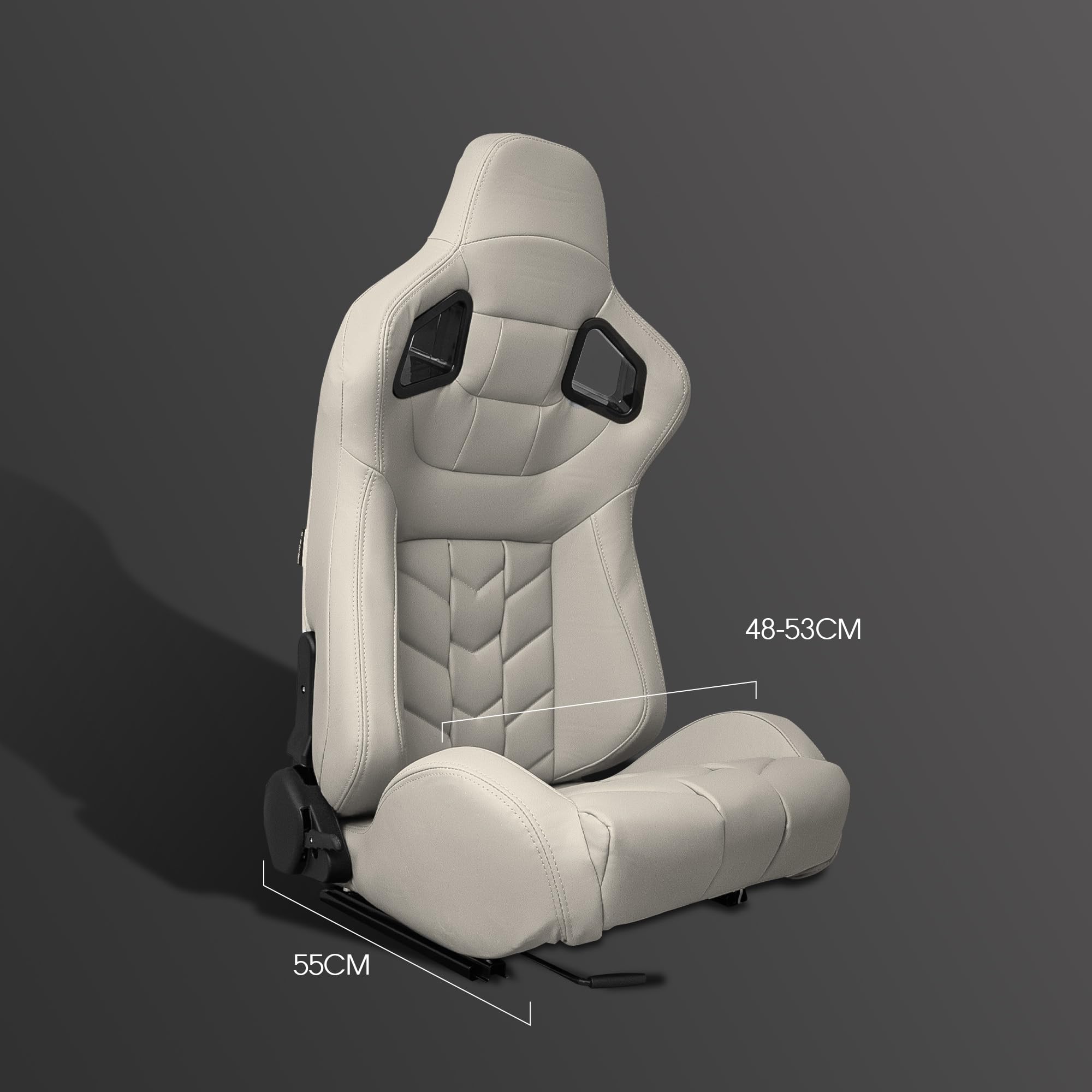 M MODAUTO Semibaquet B.E Cuero Blanco/Detalles en Forma De Figura,Semibaquet Deportivo,Adaptable para Coches,Ríeles Incluidos,para Coche y Simulador de Conducción (N501L)