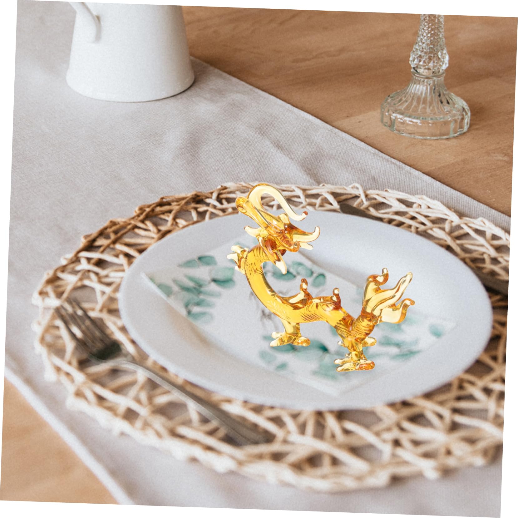Escultura de dragón de Cristal, Figura de Escritorio Mediana ámbar, Adorno de dragón Chino, decoración del hogar, Coleccionable Feng Shui
