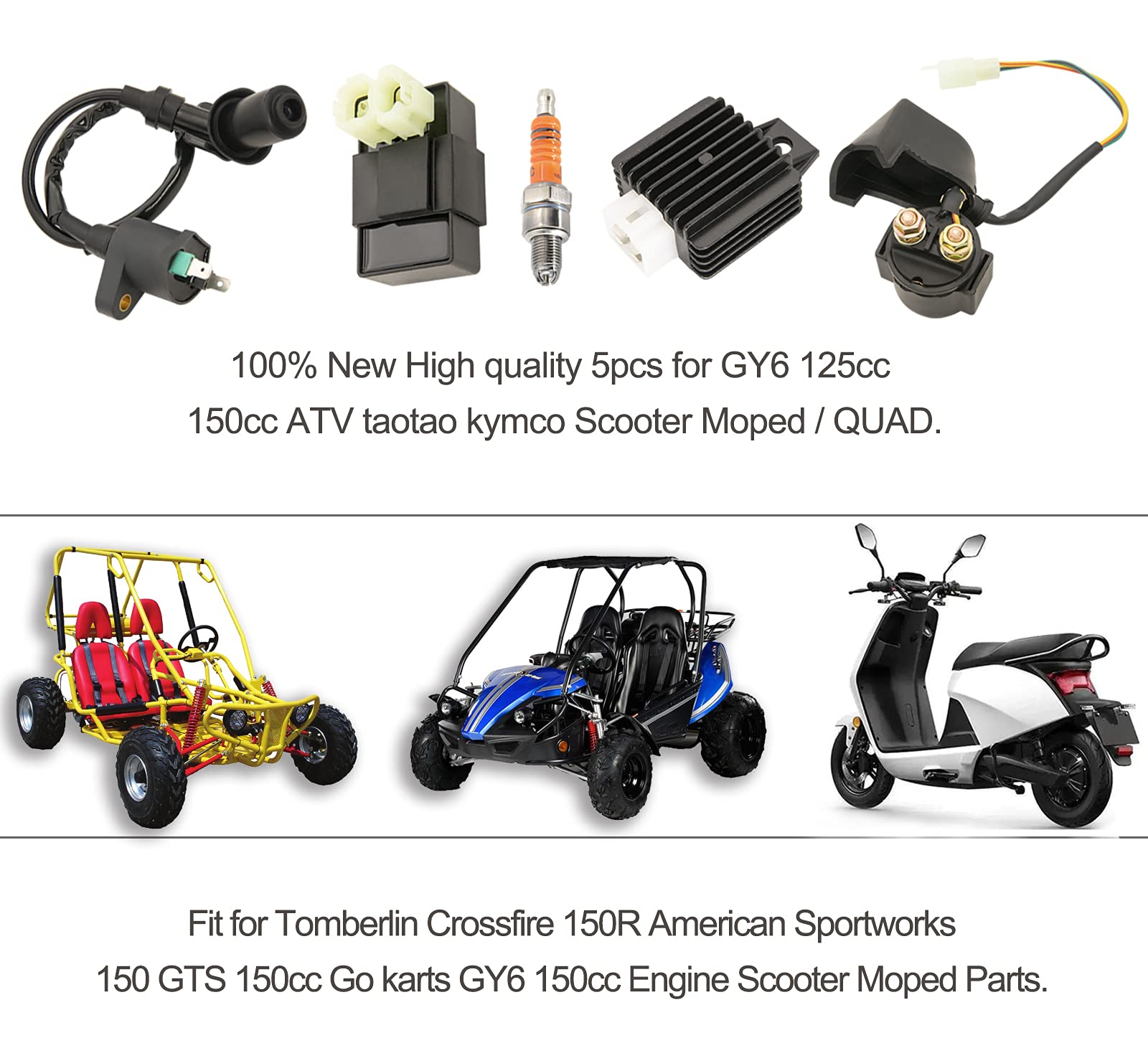 CDI Box 6 pin Ignition Coil Spark plug Relay Voltage Regulator for GY6 150cc Engine Scooter