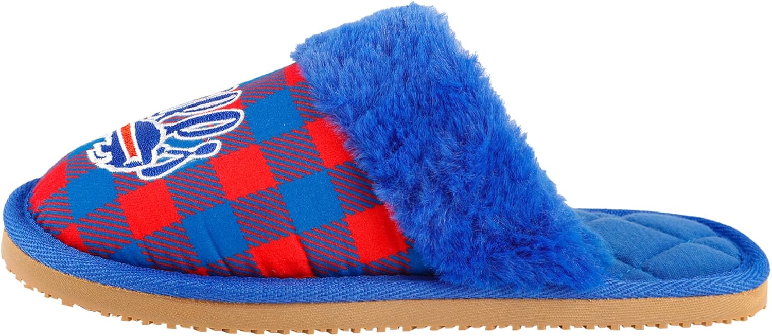 FOCO NFL Team Logo Women's Plaid Sherpa Mule Slipper