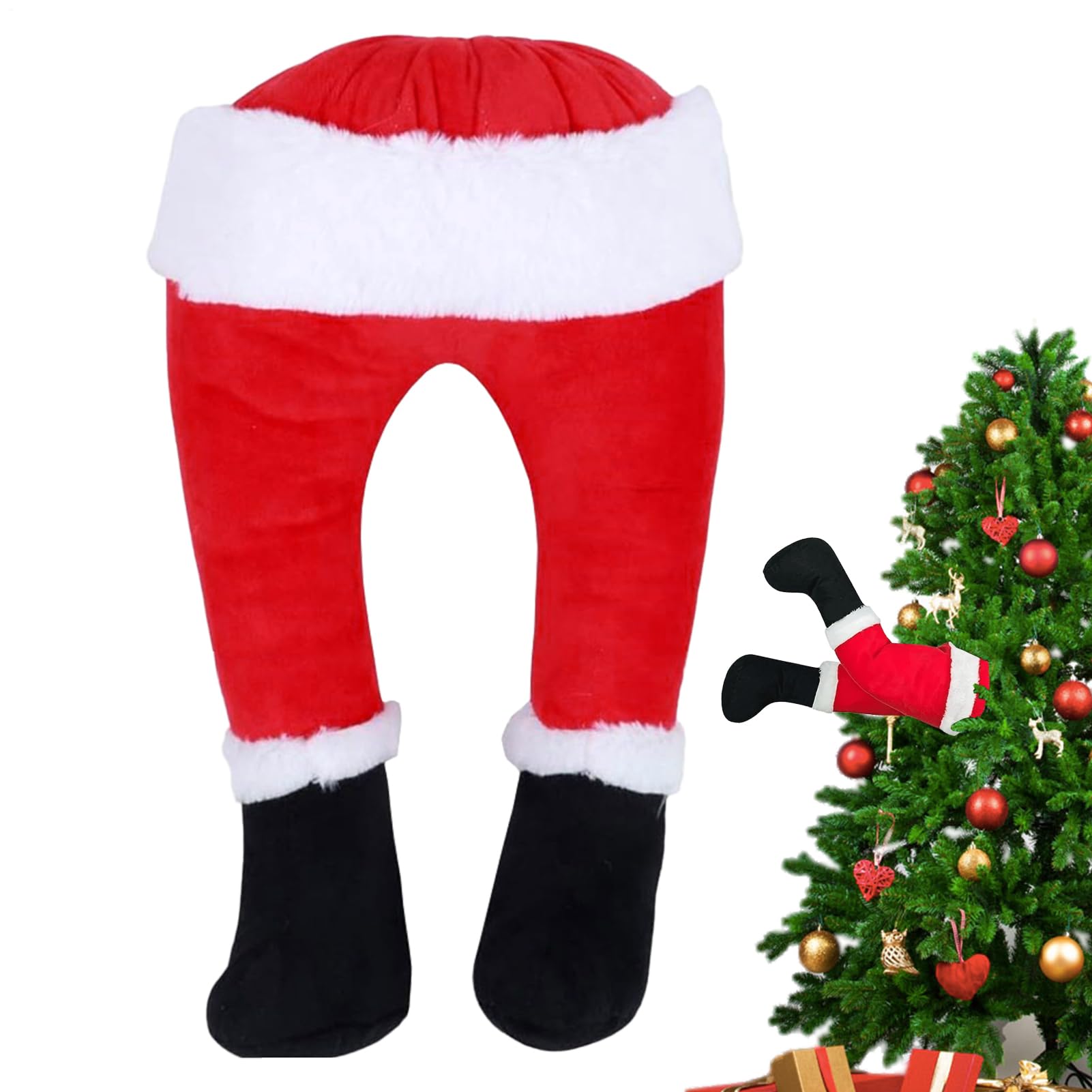 Piernas de Santa Claus para abeto que transforman tu sala con humor estas fiestas