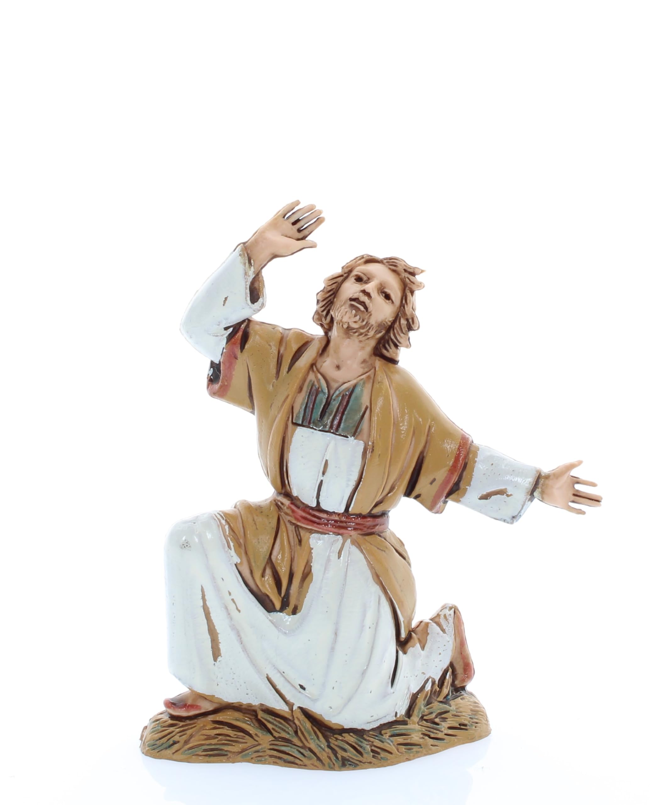 Moranduzzo Arrodillado Sorprendido para Belén de 10 Cm Escala 1:20 - Figuras de Belén Indestructibles - Estilo Árabe, Pintura Acabada a Mano, Producto Oficial, Escultor M. Landi