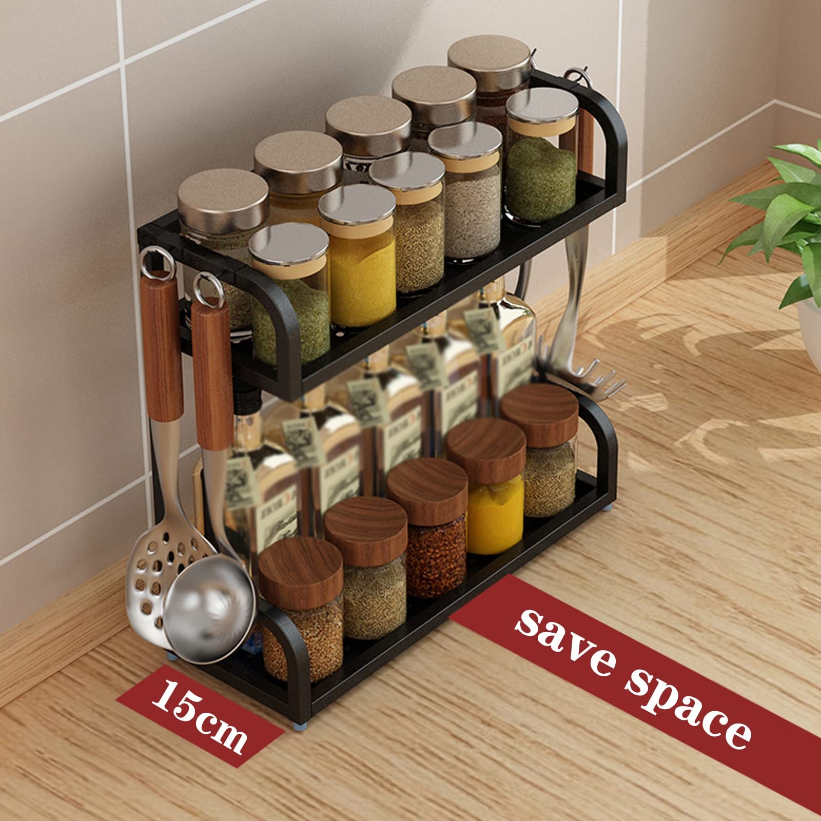 Relaxdays Estante Para Especias, 2 Niveles, Mesa