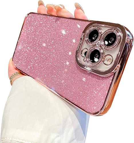 Fycyko Funda compatible con iPhone 13 Pro con brillantina, de lujo, flexible, protección de cámara, a prueba de golpes, para mujeres y niñas, diseño