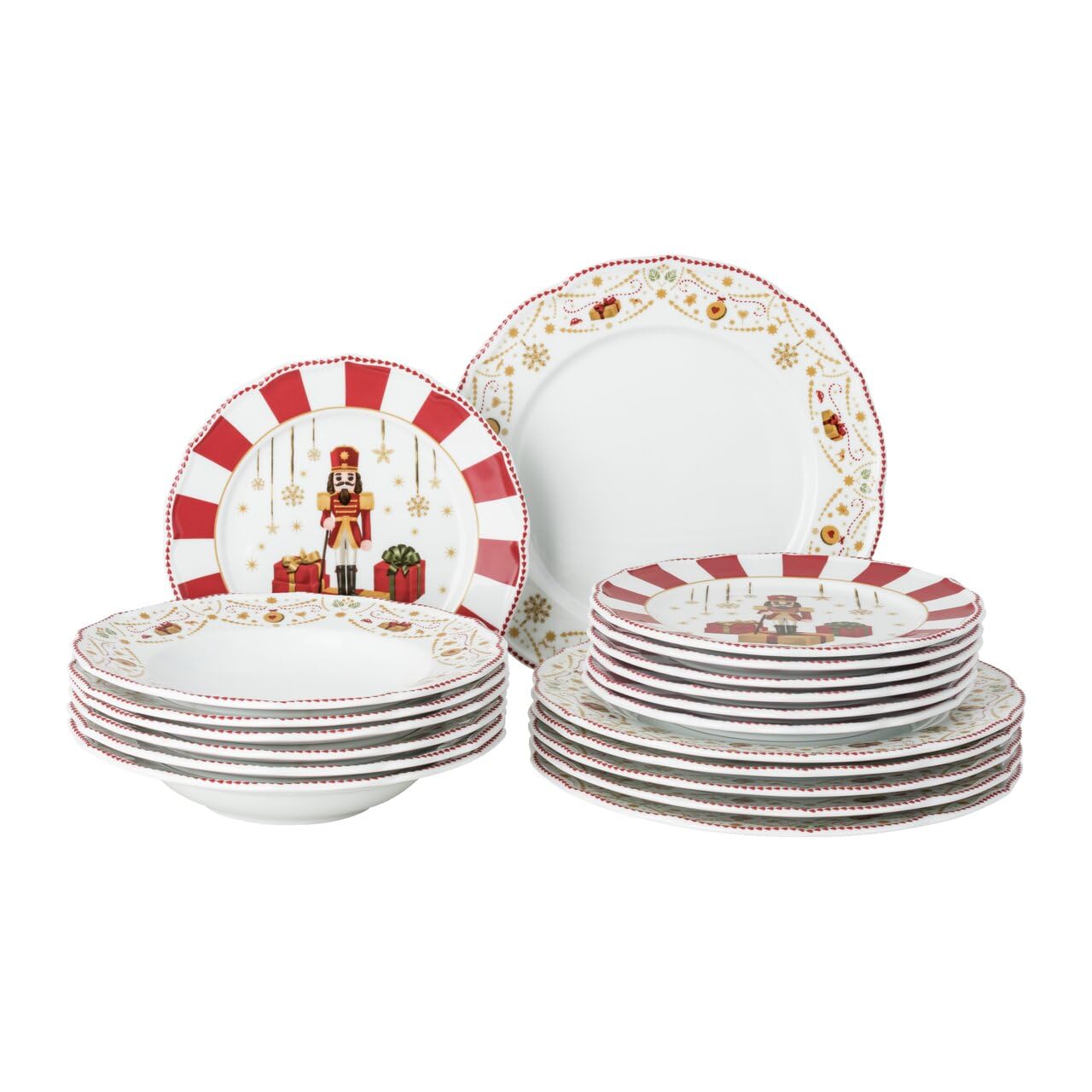 Hutschenreuther Weihnachten "Christmas Love" Set 18-teilig, Tellerset bestehend aus: 6 x Teller 22 cm "Christmas Love red", 6 x Teller 27 cm flach; 6 x Teller 23 cm tief