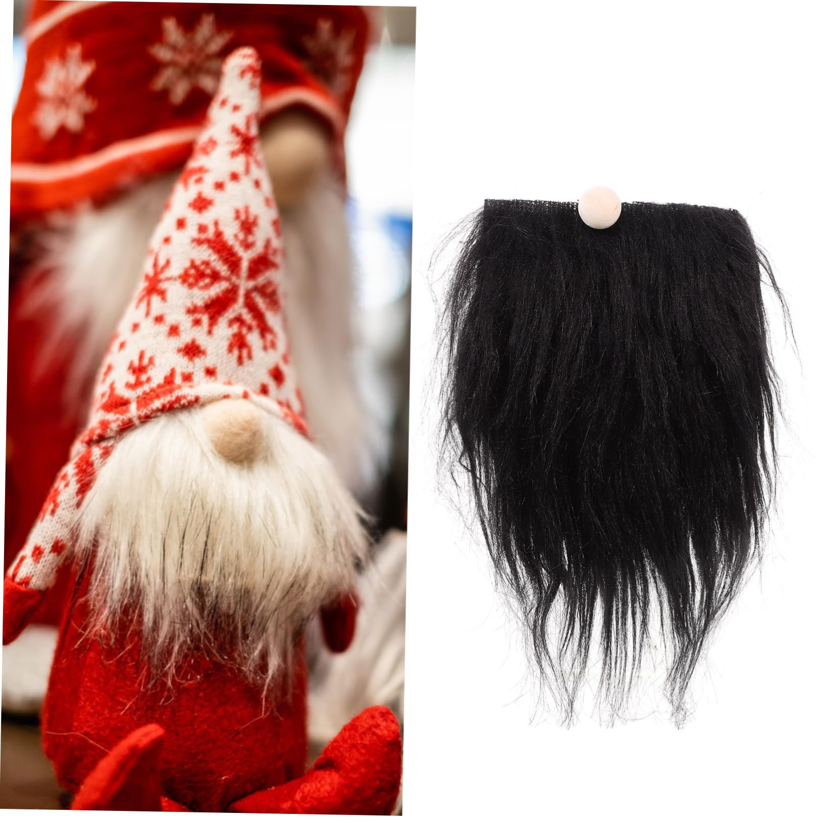 Yardenfun Wichtel Bart Bastelset - Weißer Kunstpelz Mit Holzperlen Für Weihnachtsdekoration