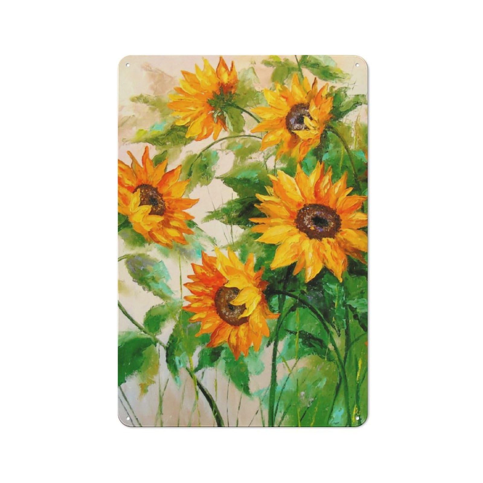 Junmoney Sunflowers Vintage Tin Sign 30X20cm With For Guest Room Or Hallway, For Themed Room Decoration, For Vintage Wall Decor Fans