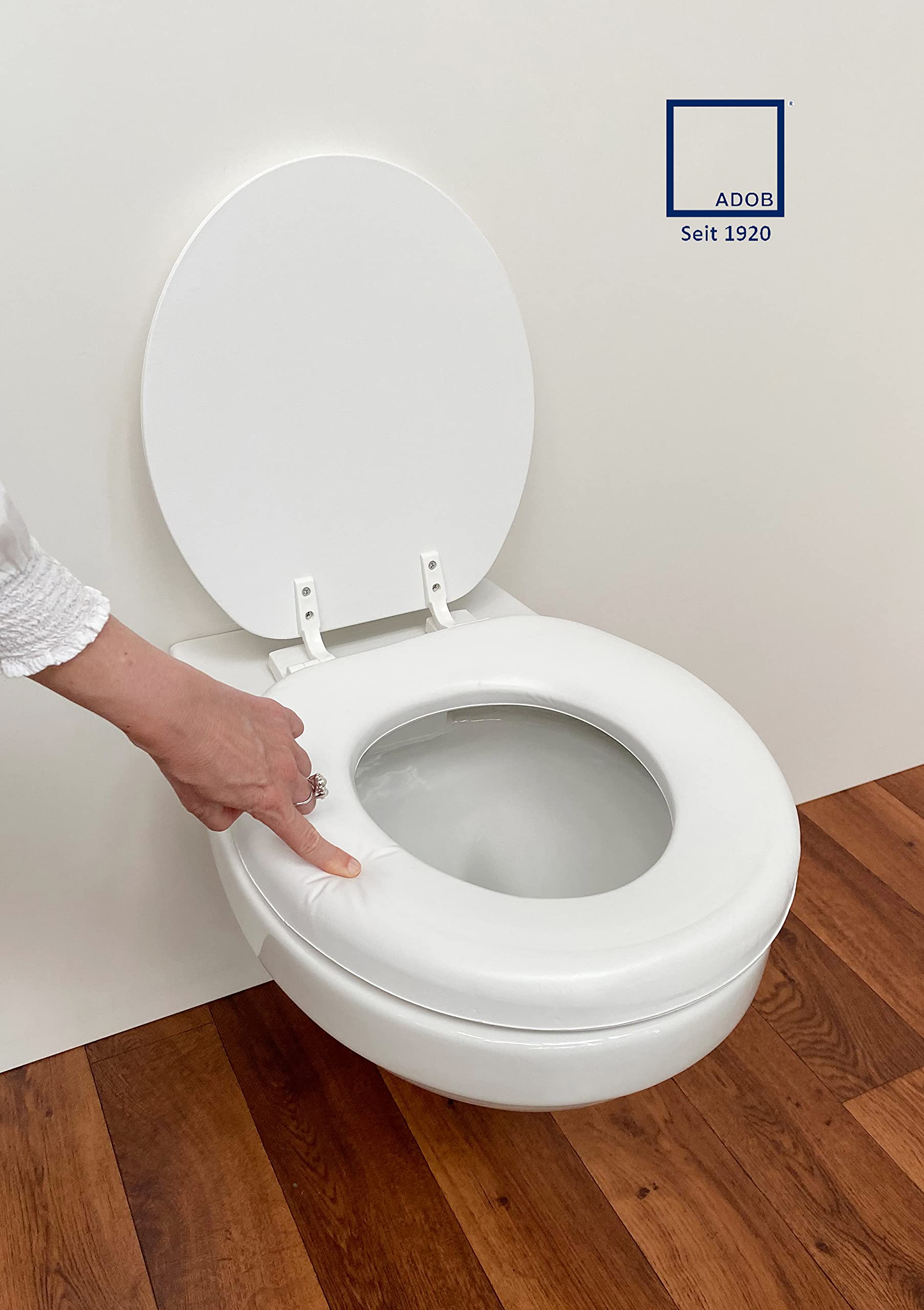 ADOB Soft WC Sitz gepolstert weich Lugano Plus Farbe Weiss extra stabil bis 200 kg belastbar