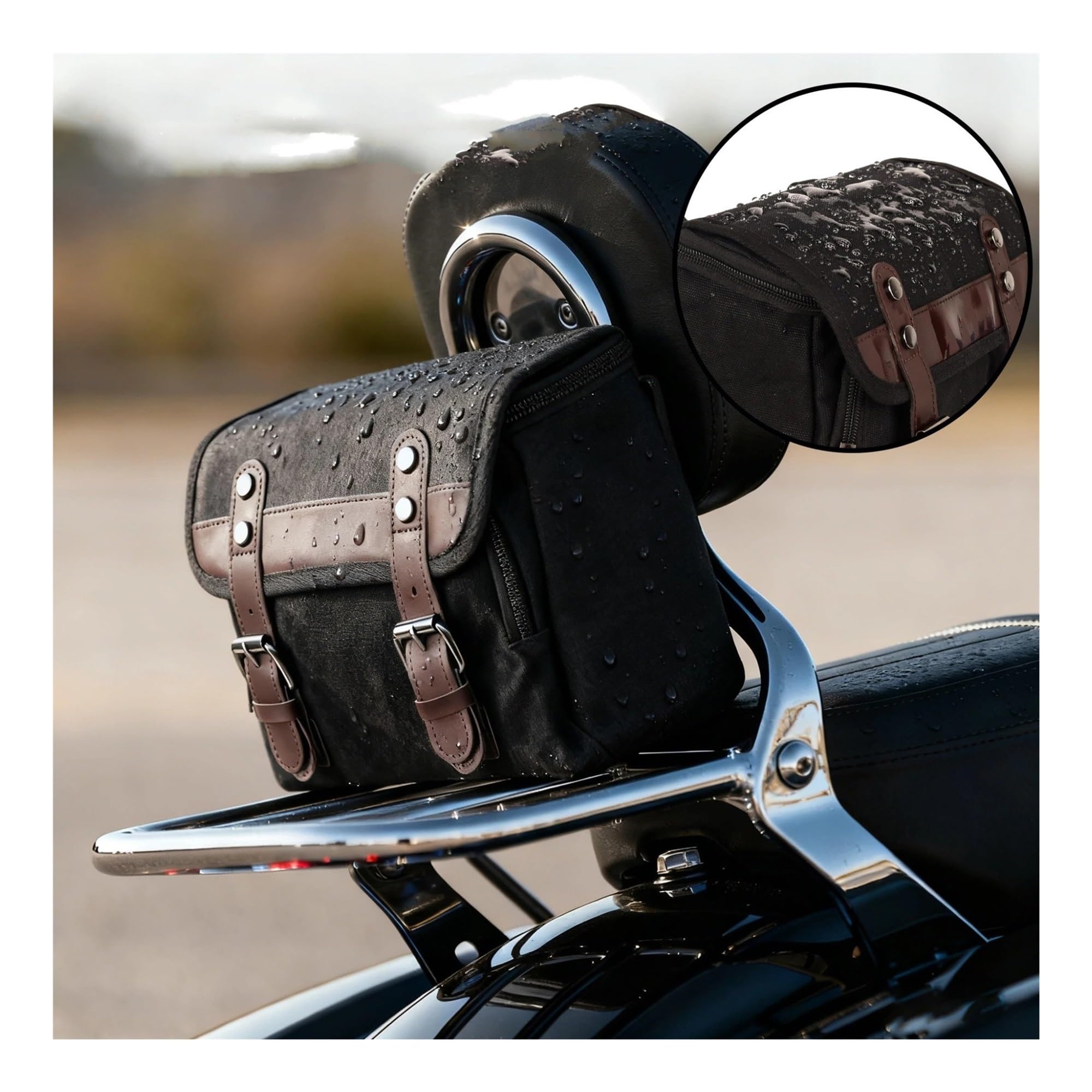 Borsa Laterale Per Moto Strumento Impermeabile Retrò Borse Viaggio Per Bagagli Grande Capacità Sella Per Borsa Posteriore Moto(Plus Size Black)