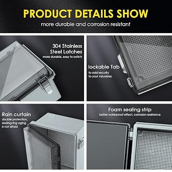 Junction Box Waterproof Surface-Mounted IP67 with Lock Outdoor Junction Box Waterproof Junction Box Junction Box Outdoor Control Box Electrical Cabinet Terminal Box