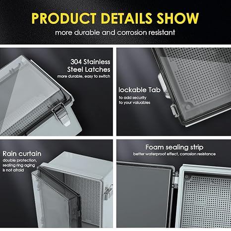Junction Box Waterproof Surface-Mounted IP67 with Lock Outdoor Junction Box Waterproof Junction Box Junction Box Outdoor Control Box Electrical Cabinet Terminal Box