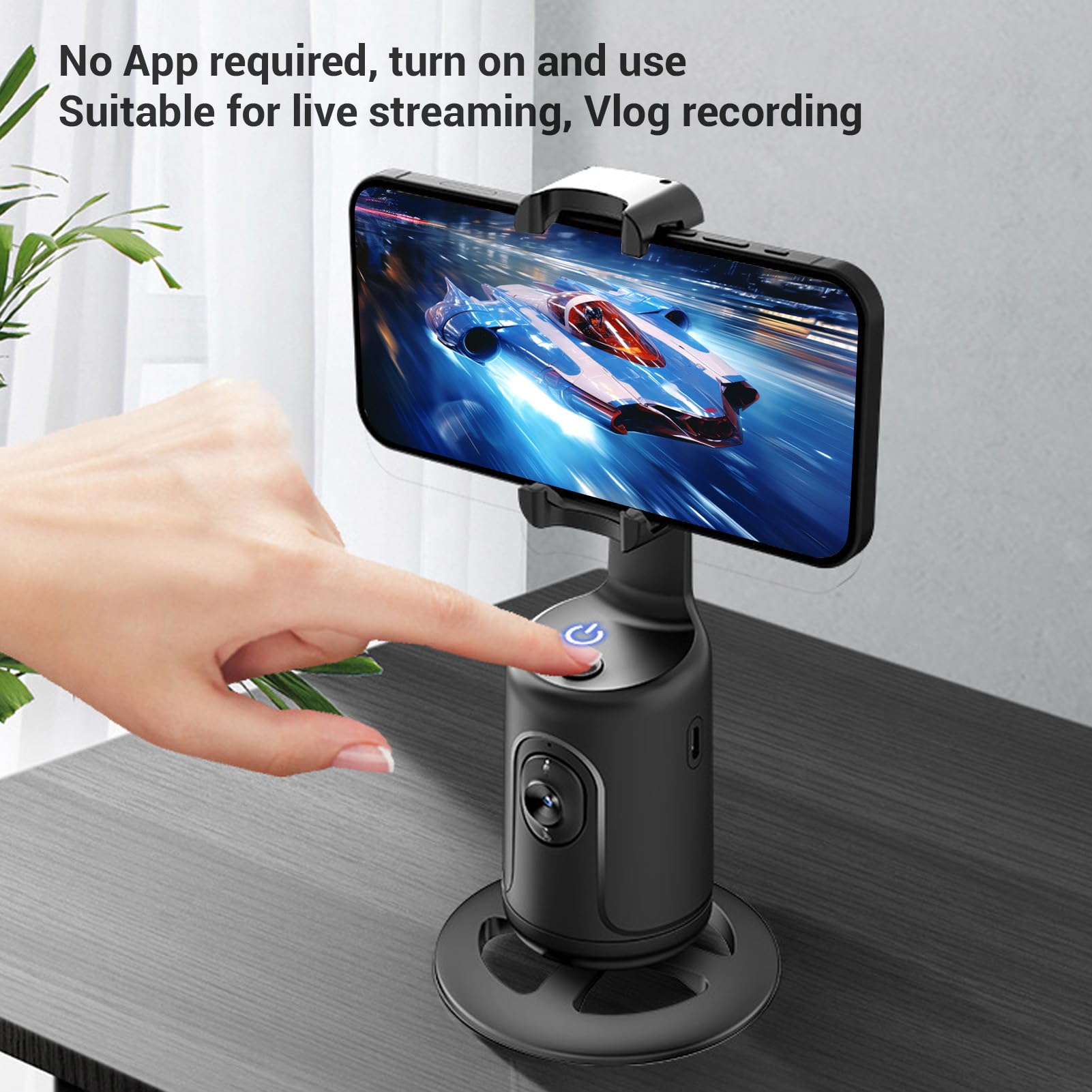 Soporte para teléfono de seguimiento facial automático, rotación de 360°, trípode de seguimiento de teléfono, soporte de cámara inteligente, control de gestos, para transmisión de video en vivo