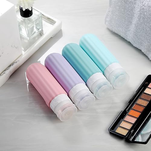 Miniatura 6 de Mrsdry Botellas de viaje para artículos de tocador, recipientes de artículos de tocador aprobados por la TSA, tubos de silicona exprimibles a prueba