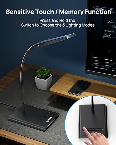 Miniatura 7 de Trond LED Lámpara de escritorio regulable flexible cuello de cisne lámpara de mesa 10W 3temperaturas de color 7niveles de brillo control táctil