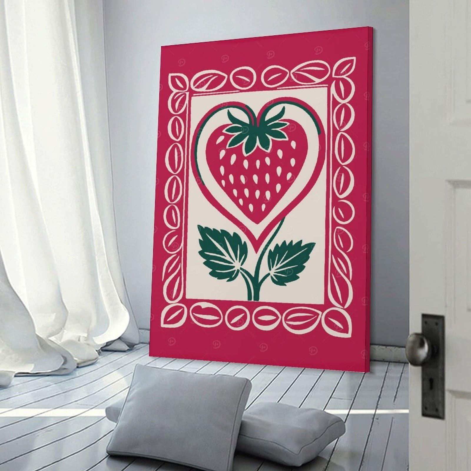 Junmoney Retro Strawberry Canvas Wall Decor 12x18inch(30x45cm), for Entrance Walls, Hall Decor Or Foyers, Wall Decor to Refresh Empty Corners