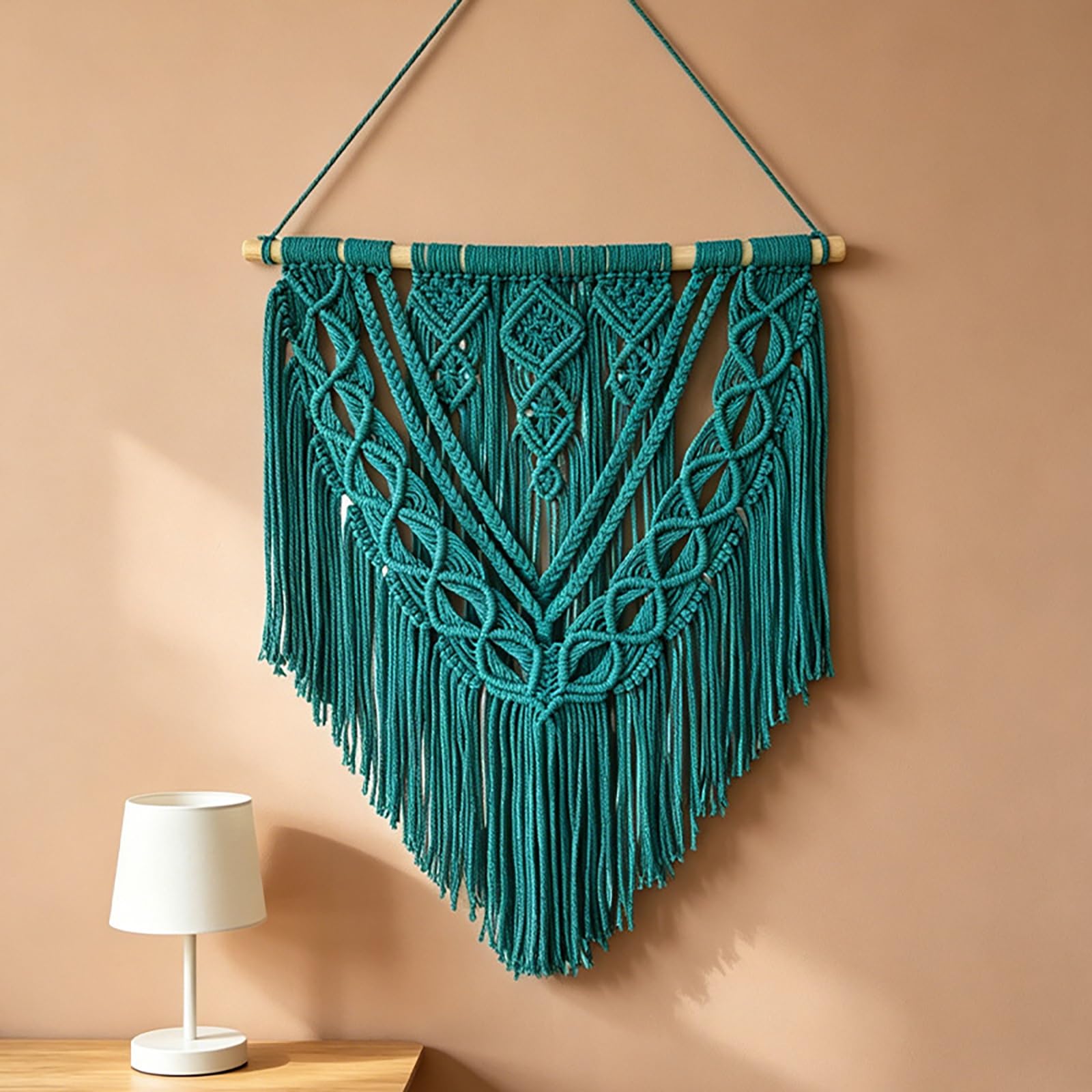 TaLcuS Boho Macrame Leaf Wall Hanging – Handmade Woven Feather Tapestry with Tassels, Bohemian Wall Art for Bedroom, Living Room, Apartment, Nursery ﻿(A1)