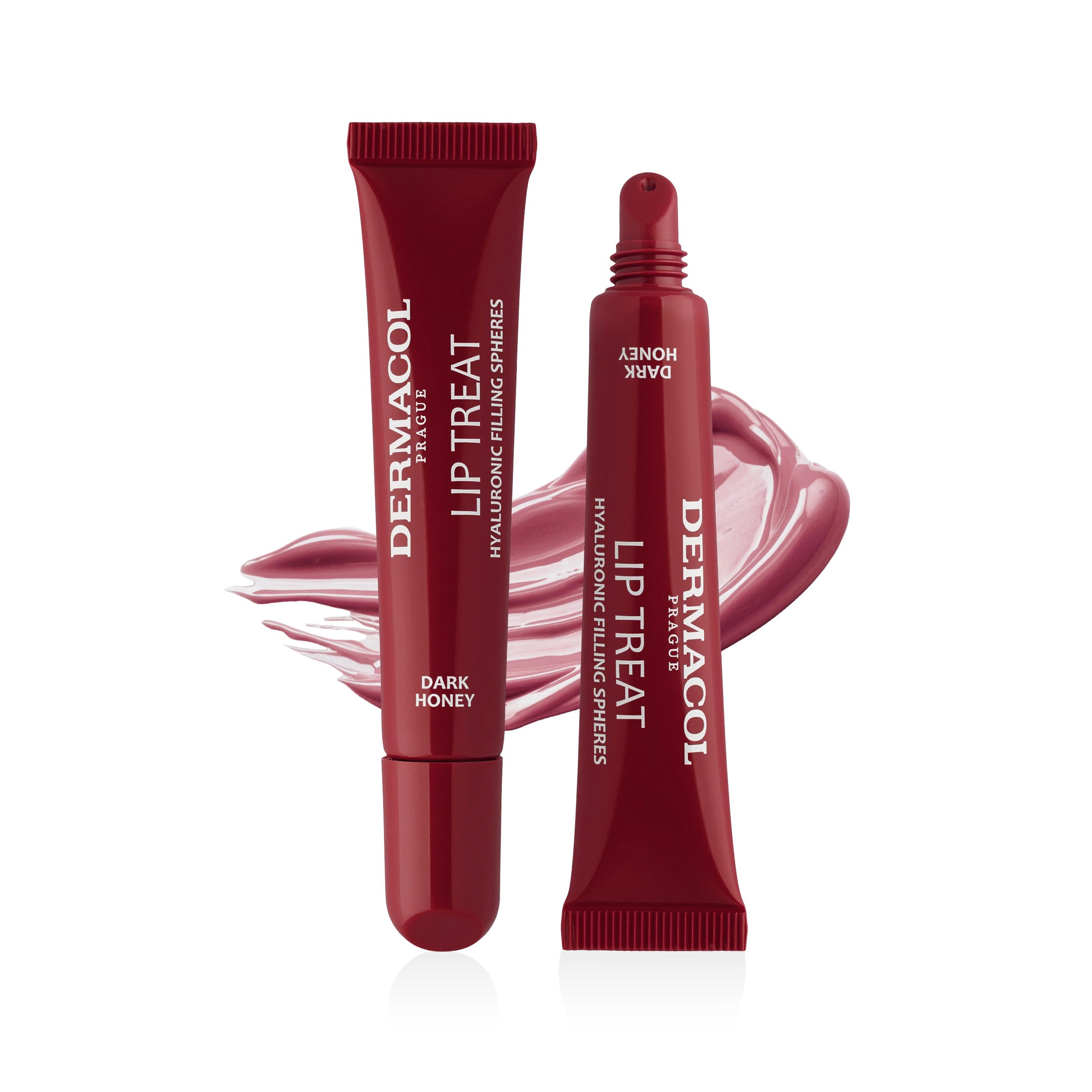 Dermacol Lip Treat Hyaluron-Füllkügelchen-Lippenbalsam - Vegane Feuchtigkeitspflege mit Melting Touch Textur, glänzendem Farbton, 10 ml (10. Dark Honey)