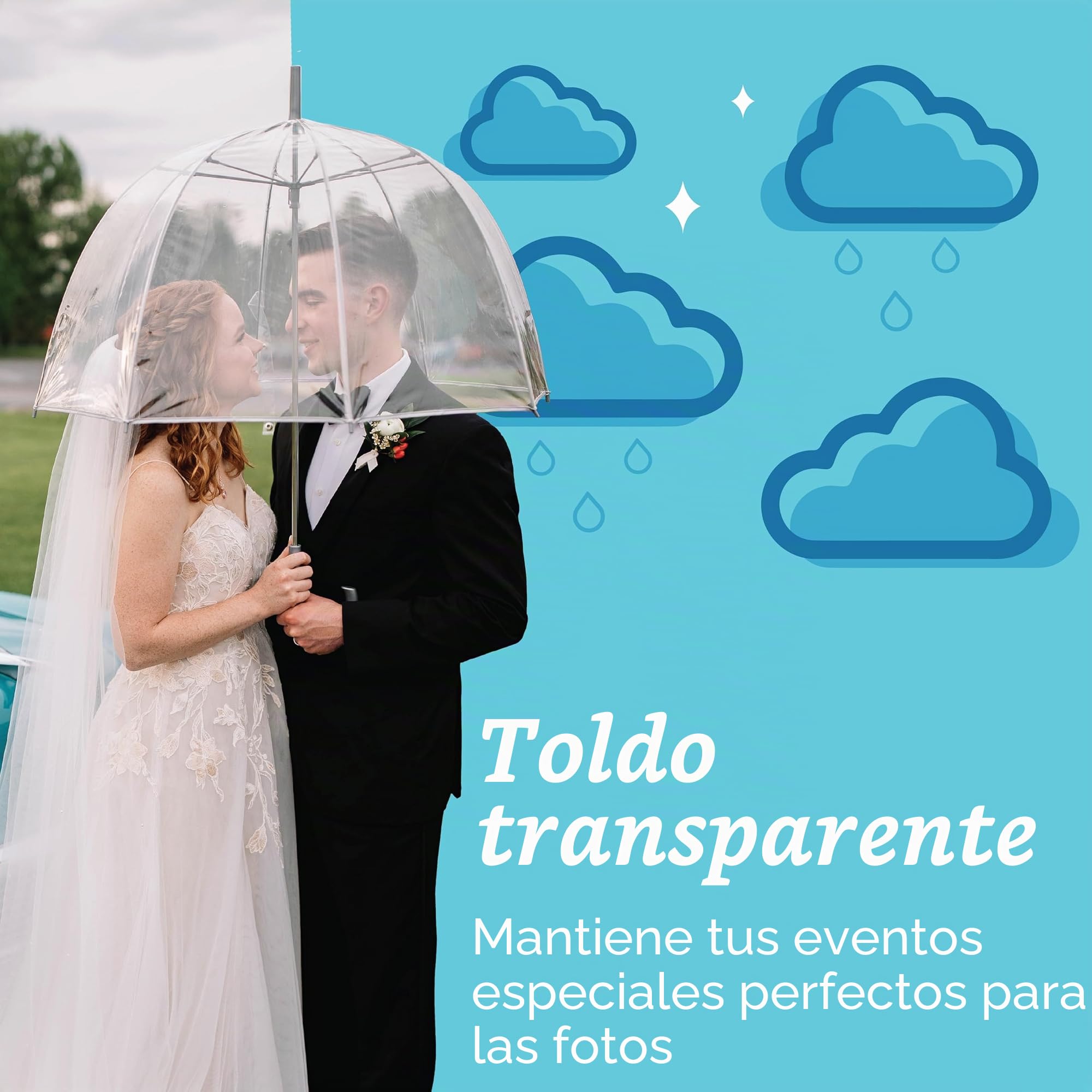 totes Paraguas para adultos, transparente, con techo abovedado, ligero, cortavientos y lluvia