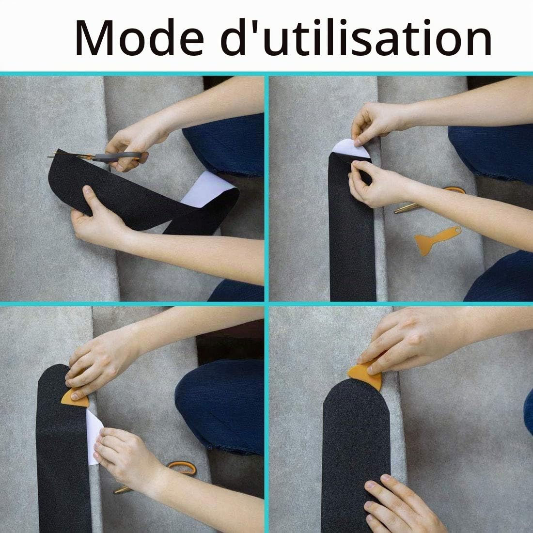 WELSTIK Ruban adhésif antidérapant avec autocollant, 100 mm x 20 m - Bande adhésive antidérapante pour escaliers et marches - Adhésif à haute traction pour intérieur et extérieur - Imperméable - Noir