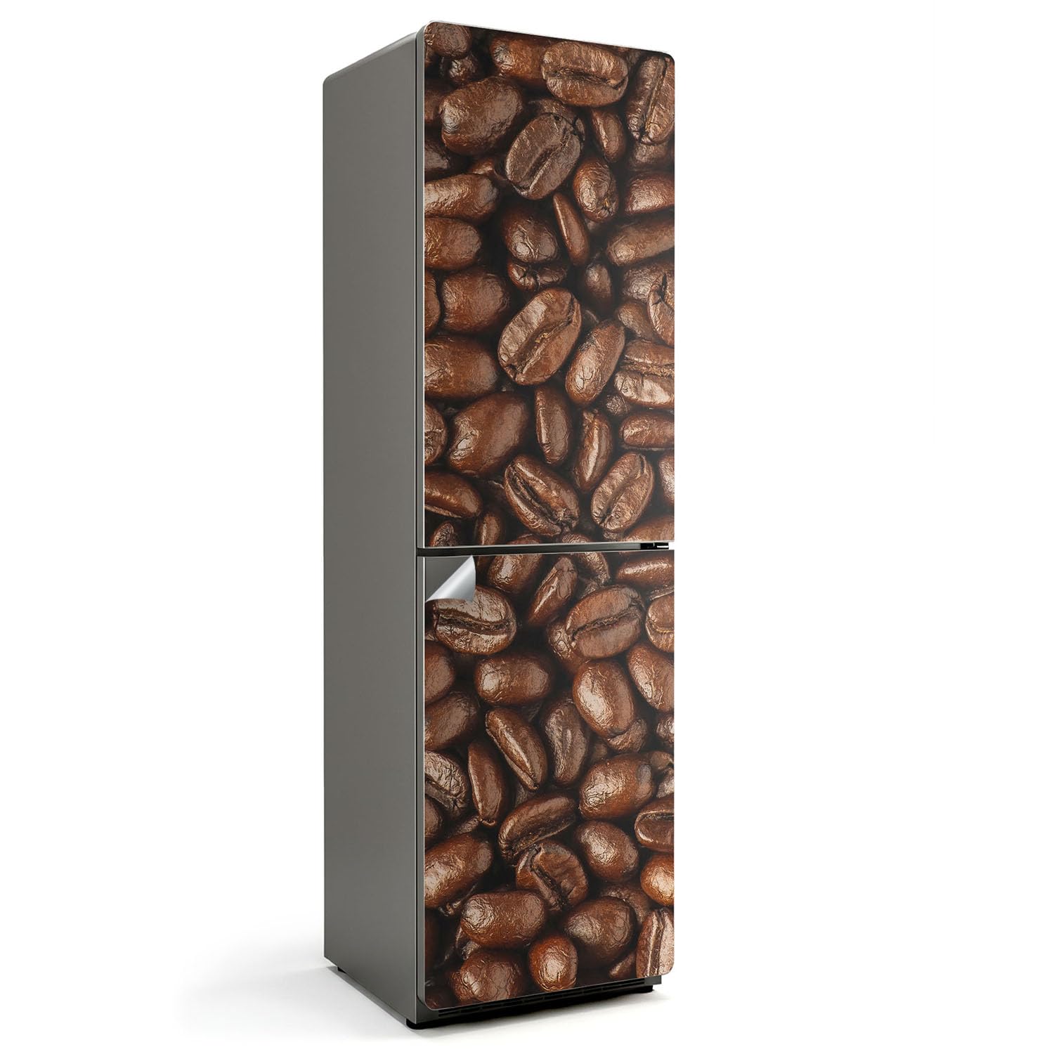 Sticker réfrigérateur masquer rayures cuisine protection porte motif grains de café 60x205