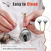 Vista 4 de Juego de 4 cucharas de servir con mango de cobre martillo, cucharas para vajilla y utensilios de servir, herramientas antideslizantes para cocina