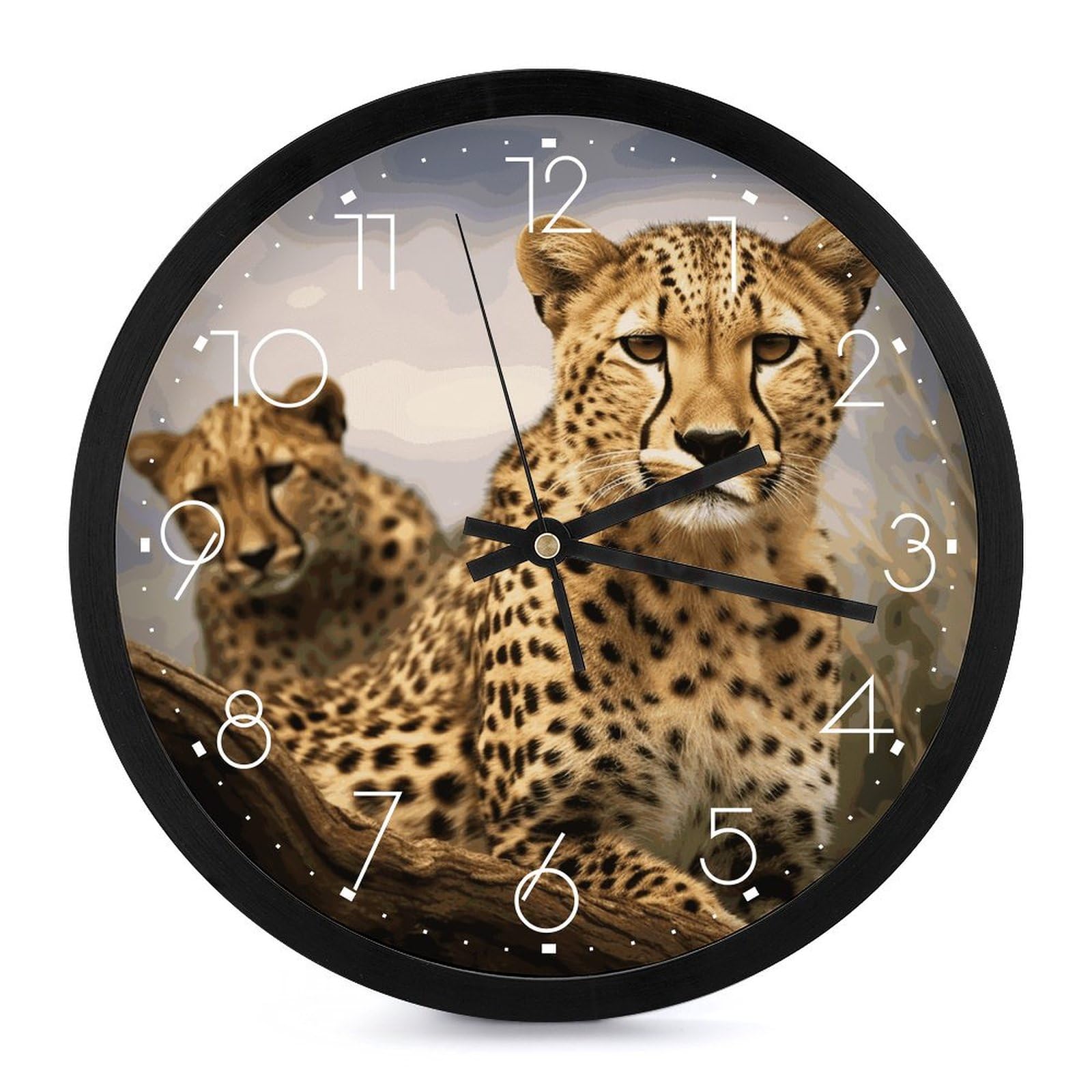 Horloge murale léopard de 25 cm idéale pour décorer votre salon ou chambre