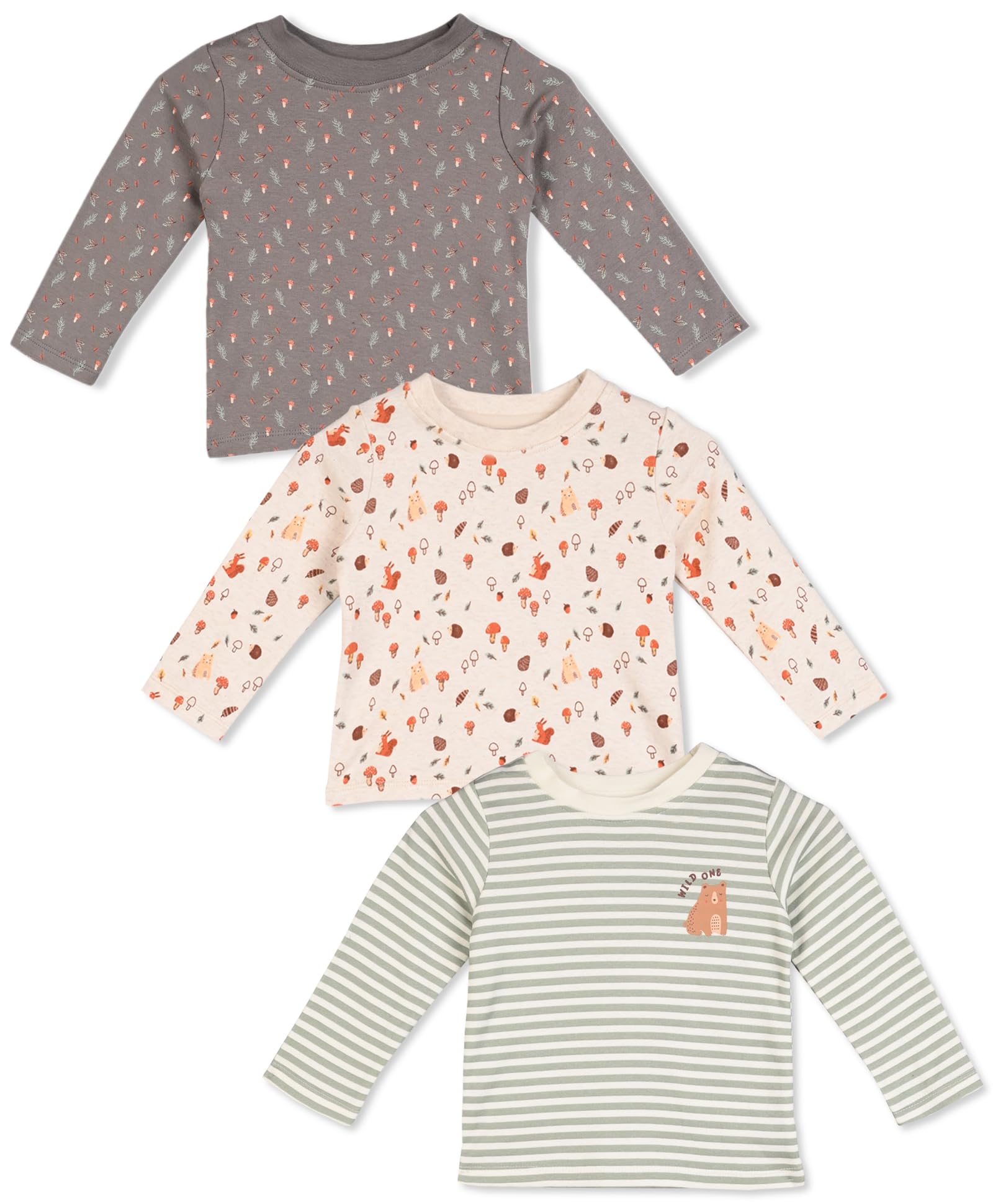 MINI CUDDLES Baby Unisex 3pk Printed T-Shirts, Multicolour (9-12M)
