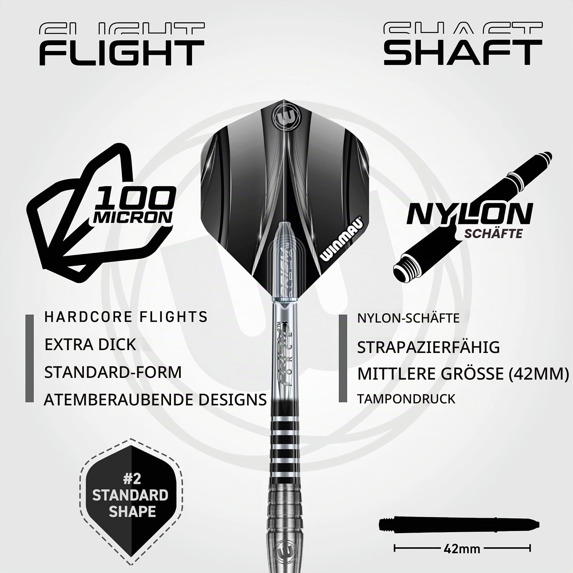 WINMAU Sniper 24 Gramm Professionelles Wolfram-Dart-Set mit Flights und Schäften (Shafts)