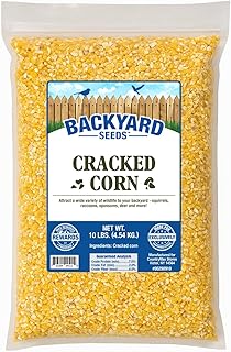 Backyard Seeds Cracked Corn 10lbs - High-Energy Animal Feed for Chickens, Squirrels, Deer & Wild Birds, Ground Feeding, High Protein