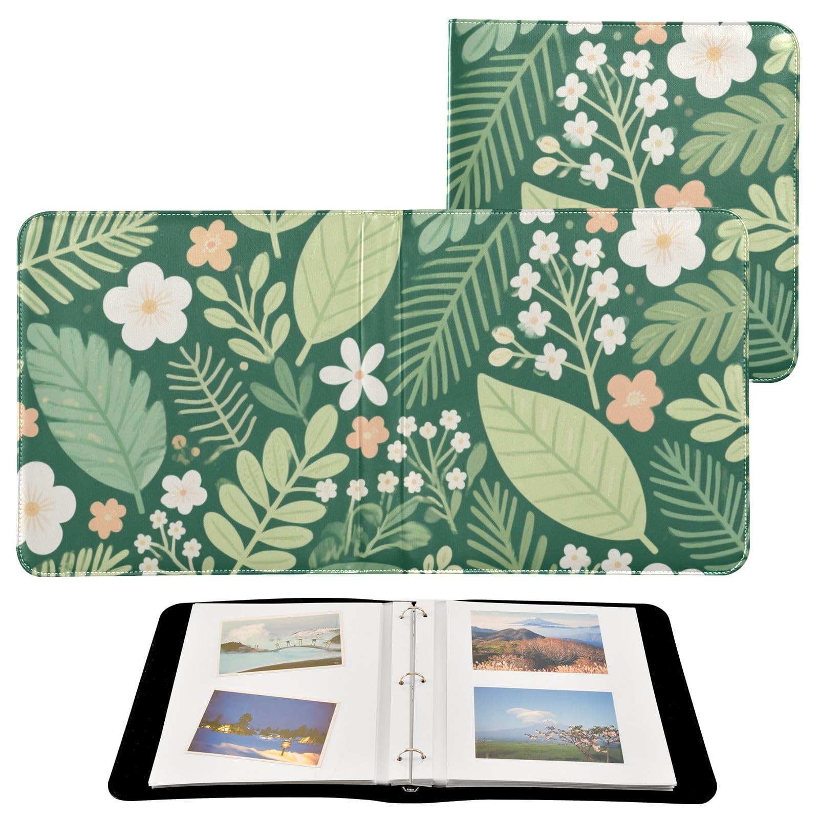 Photo Album 4x6, 5x7,6x8,Artificial Leather Photo Albums with 20 Detachable Sheets Plant Print for Family Wedding,Multi 15