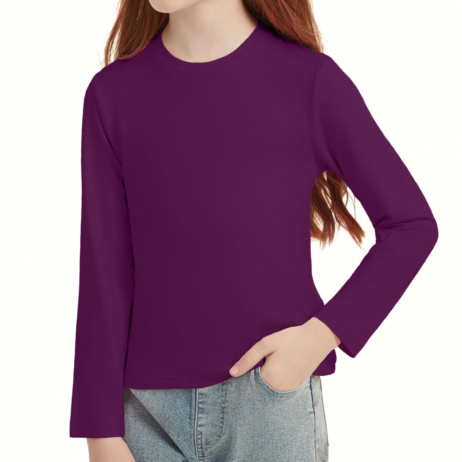 STYDAZZ Langarm T-Shirt Mädchen Basic Tops Einfarbig Kinder Tshirts Casual Rundhals Tees Oberteile 4-14 Jahre