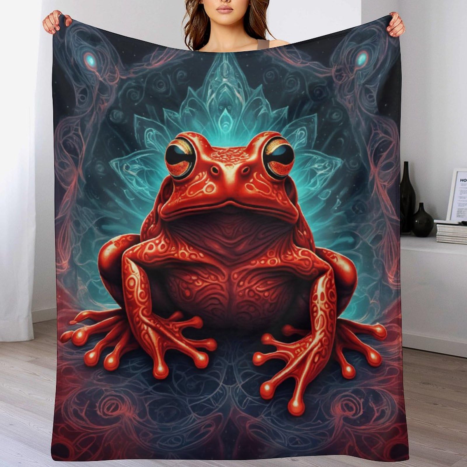 Couverture grenouille 3D légère anti-froid pour lit et canapé