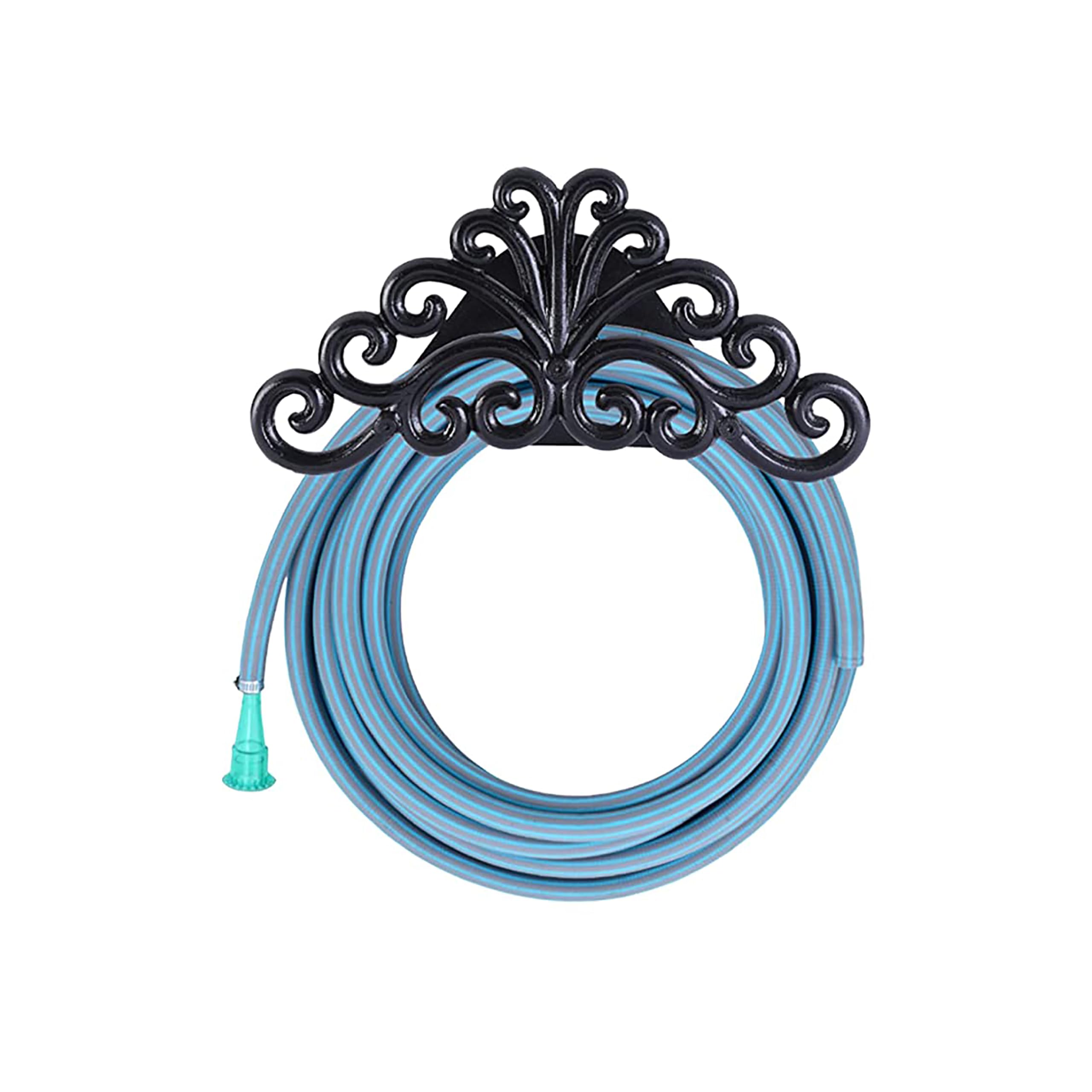 Sharpex DIY Hose Hanger for Garden Pipe - Ornamental Garden Pipe Holder Wall Mounted for Garden, Hotel, Backyard and Outdoor - Heavy Duty Metal Portable Irrigation Hose Pipe Holder Only (Black 1)-image-18