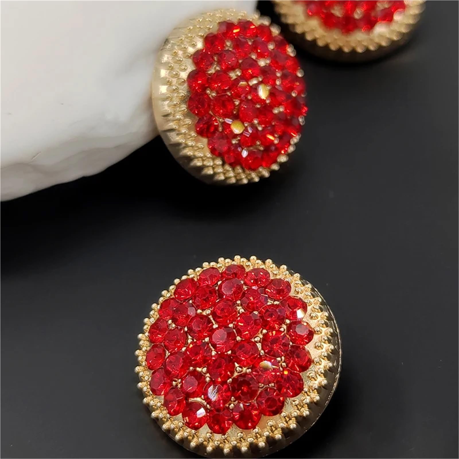 guziki z kryształu górskiego, Guziki z metalowym trzpieniem Rhinestone Multicolor 18-25mm 18 szt(Red With Silver,25mm 6pcs)