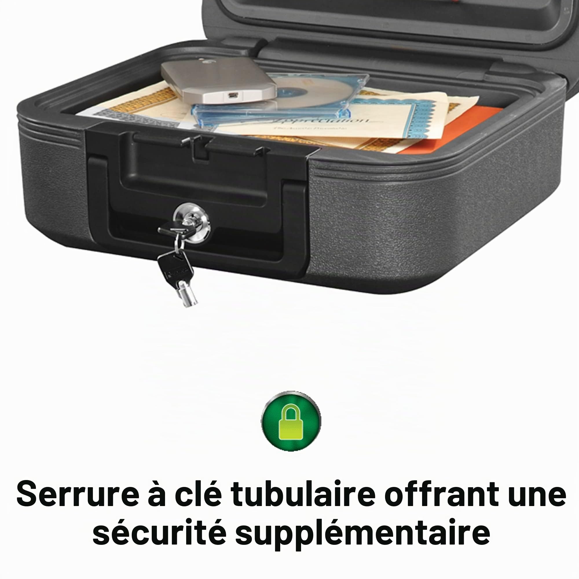 SentrySafe CFW20201 Coffre-Fort résistant au feu et étanche avec Serrure à clé, poignée de Transport pour Voyage, 0,008 m³, 16,8 x 39,1 x 36,3 cm, Gris foncé
