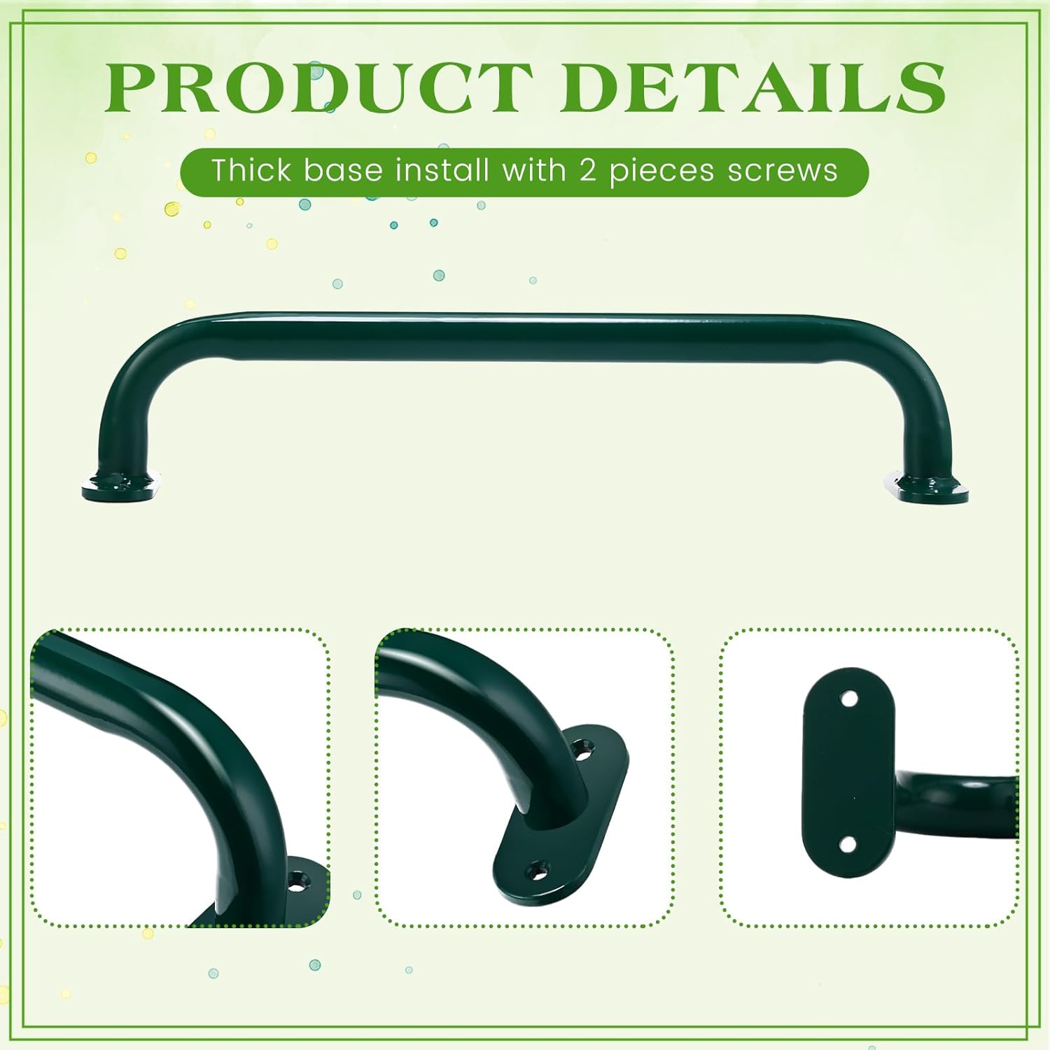 Zonon 6 Pcs Safety Playground Handles Swing Set Metal Monkey Bars Indoor Outdoor Swing Set Accessories Grab Playset Handles Grips Climbing Frame for Play House Jungle(17 Inch,Green)