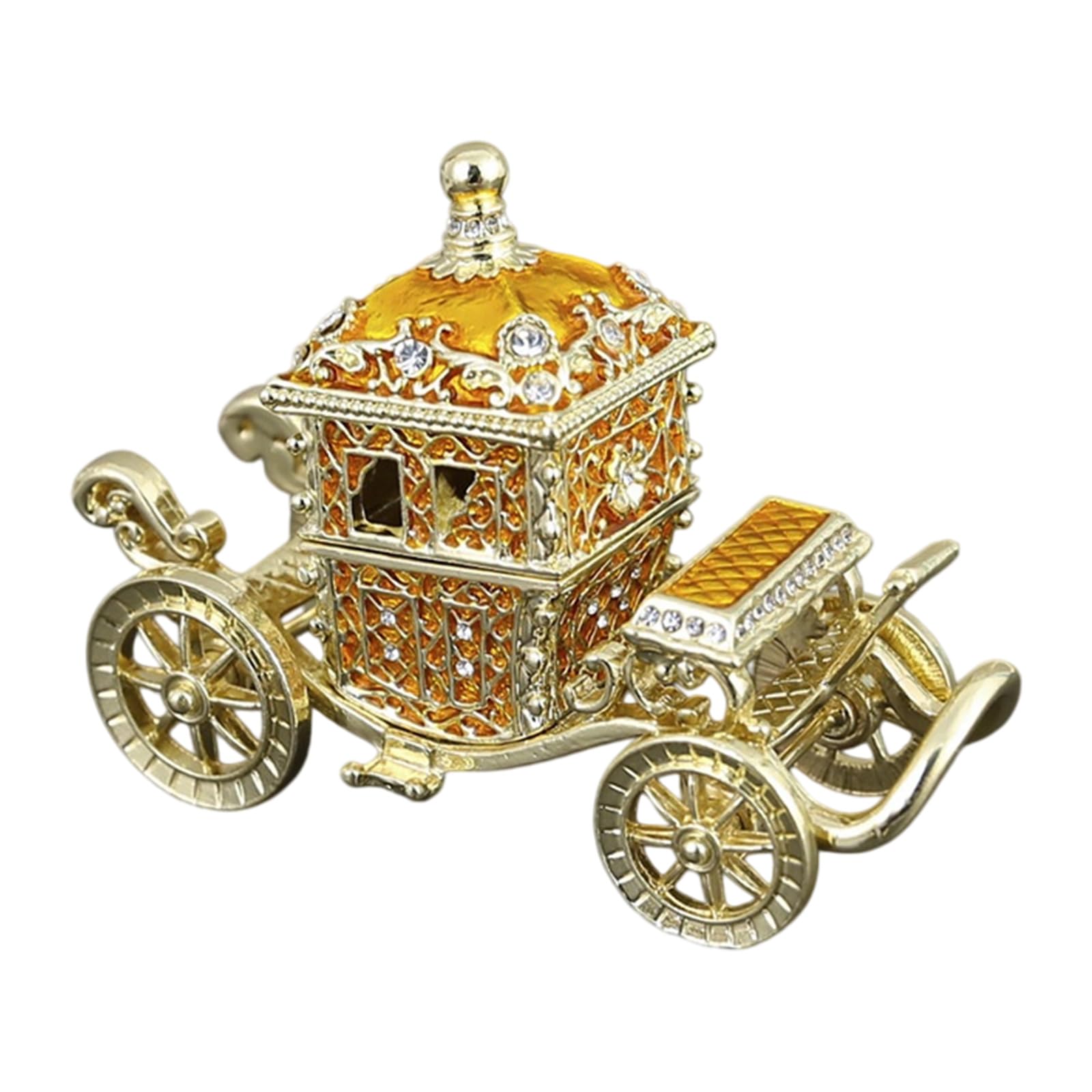 PANGBOER Jewelry Storage Box 11cm / 4.33in Carriage Design Zinc Alloy Painted Earring Organizer for Dresser Travel Mementos and Vanity Decor Carriage Shaped Trinket Box