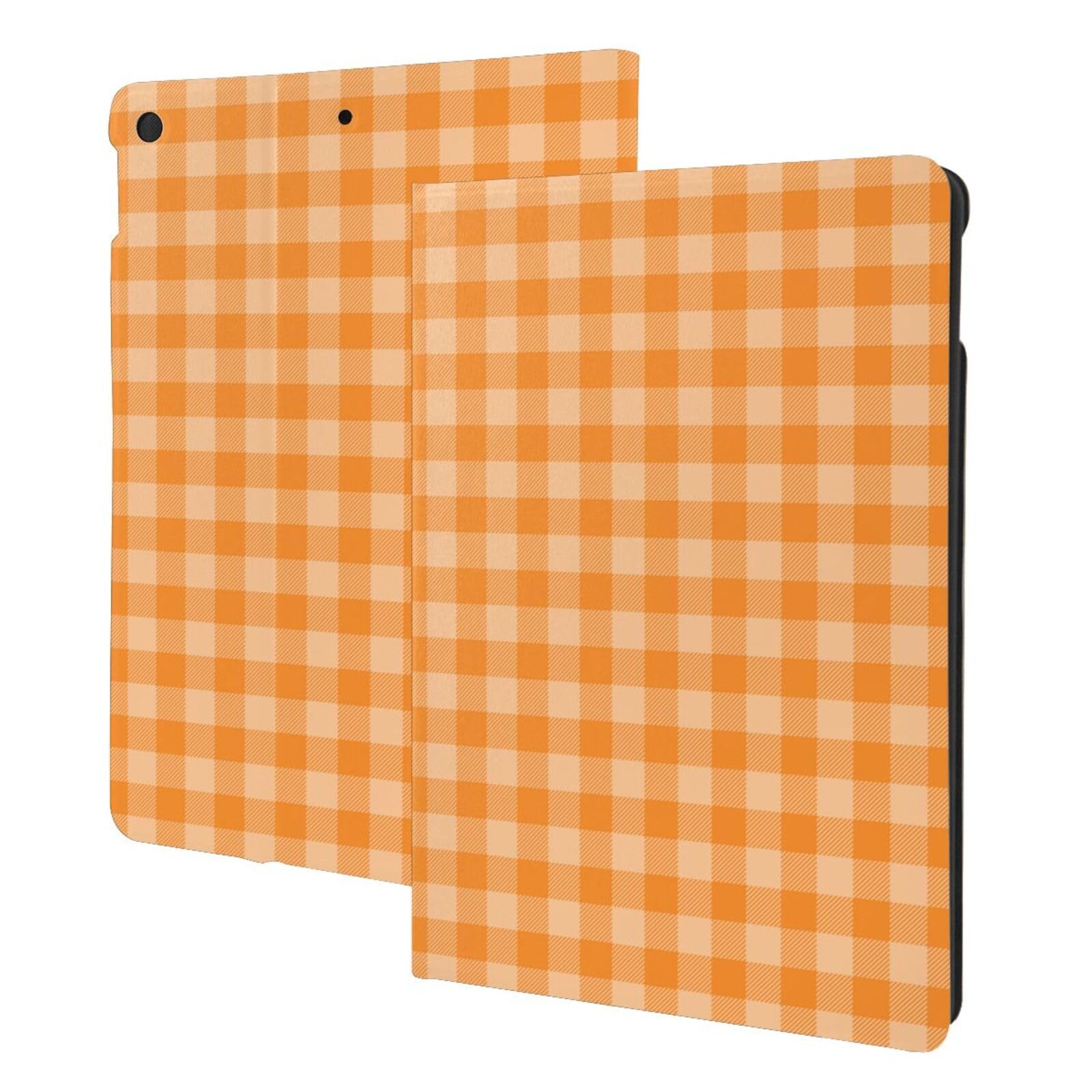 Housse iPad 10.2 motif écossais orange et blanc pour iPad 9/8/7 - 6