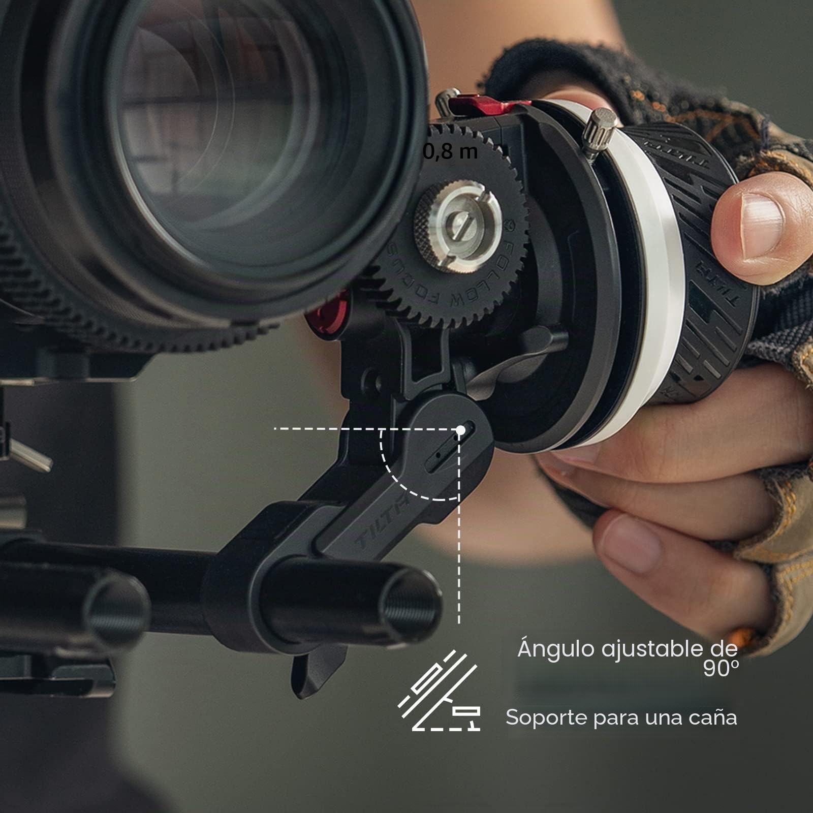 Tilta Follow Focus para cámaras DSLR sin Espejo,Ajustable 360 Grados,con Marcas A/B Lente fotográfica Seguir el Enfoque Anillo de Engranaje de 15 mm Soporte de Varilla Individual Inferior FF-T07